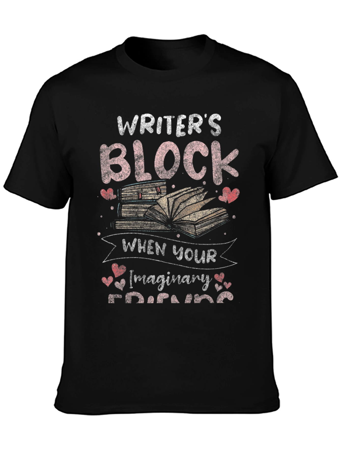 Black Writer's Block Imaginary Friends Black Graphic Tee view 3