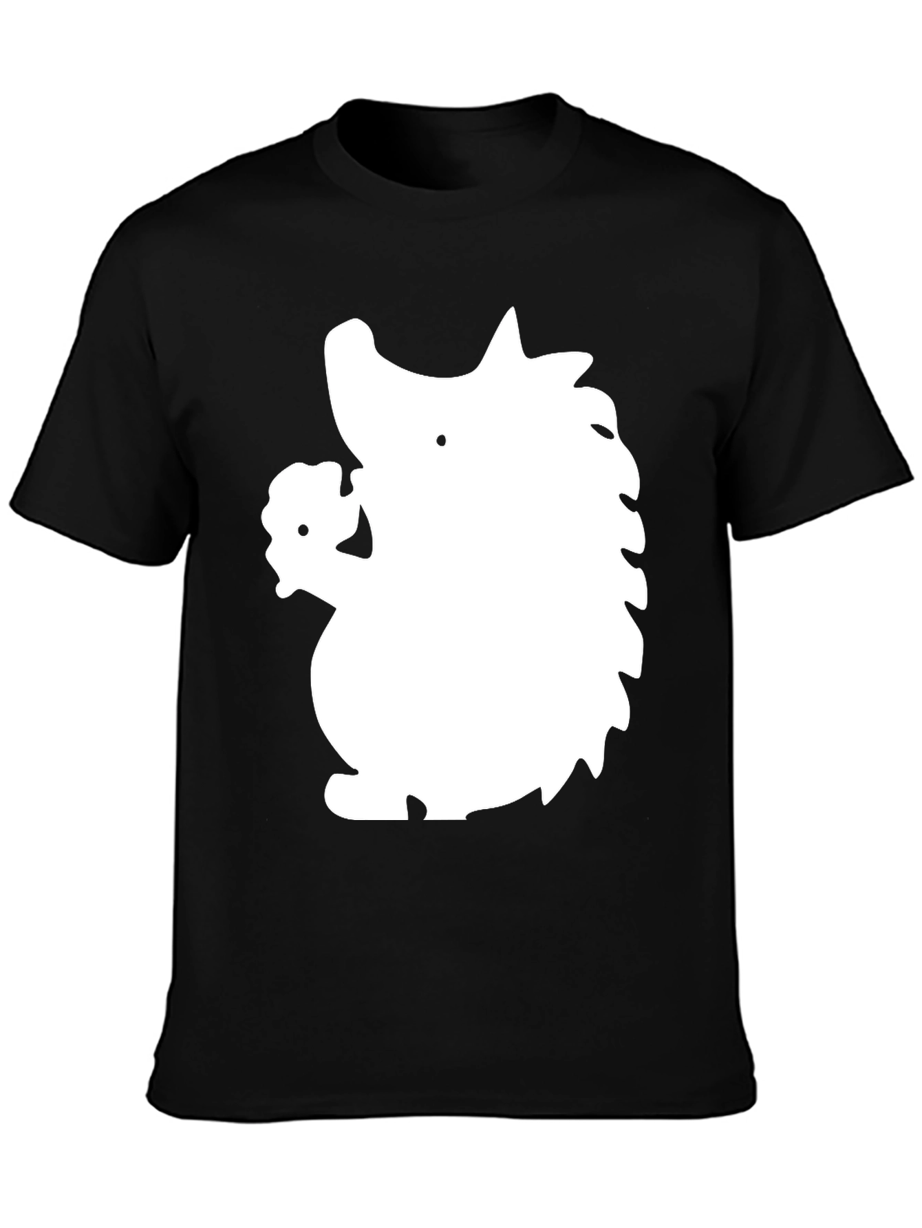 Black Novelty Hedgehog Graphic Black T-Shirt view 3