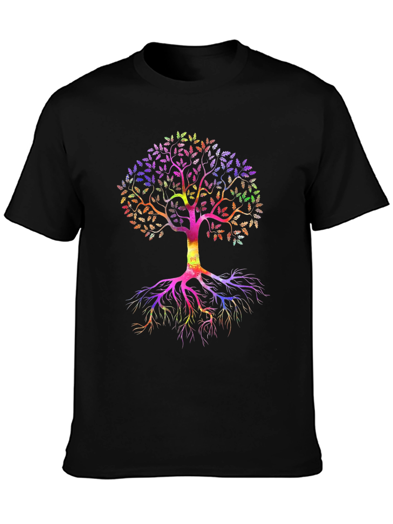 Black Rainbow Tree of Life Black T-Shirt view 3