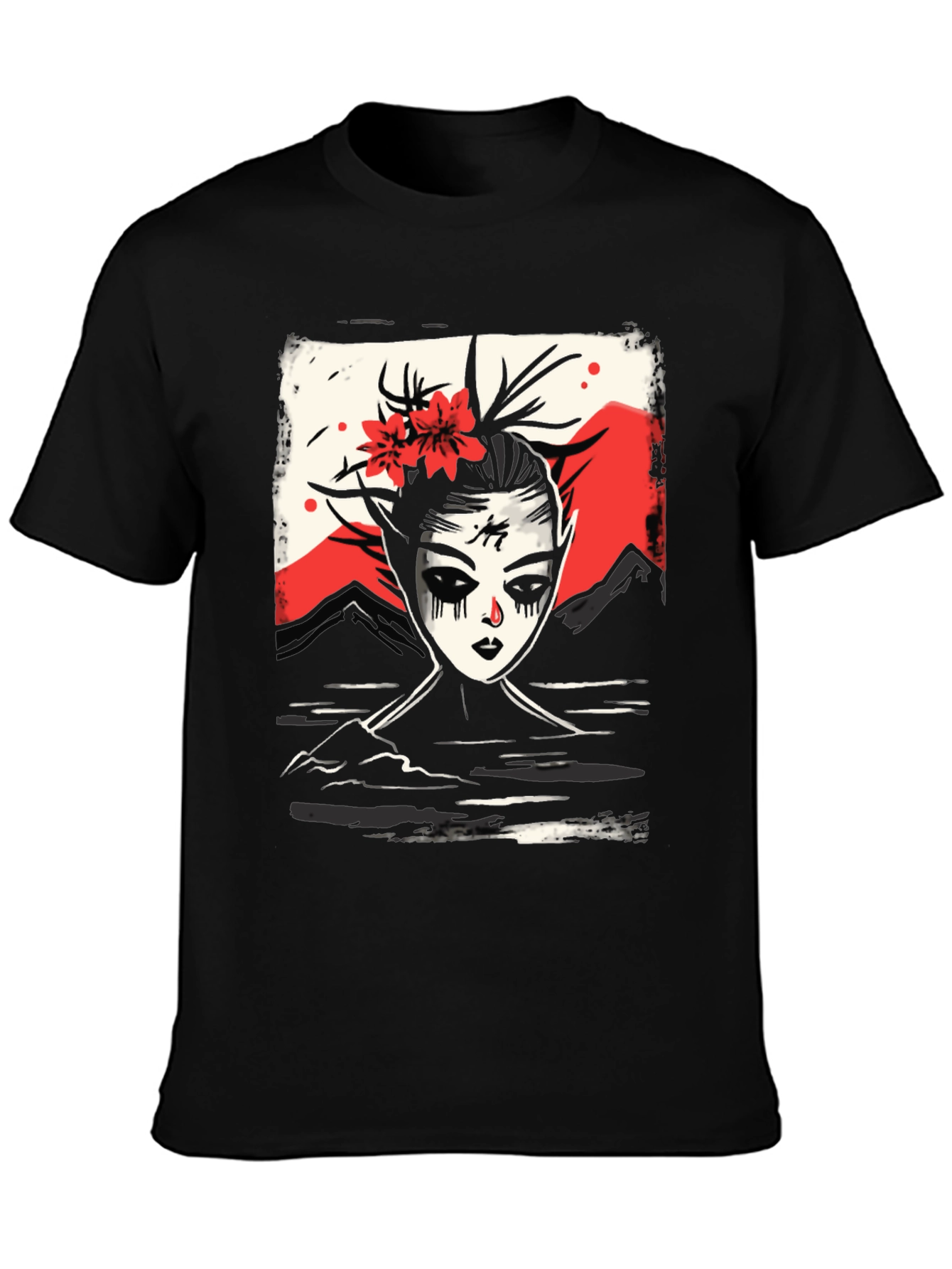 Black Mystic Mountain Woman Graphic Tee view 3