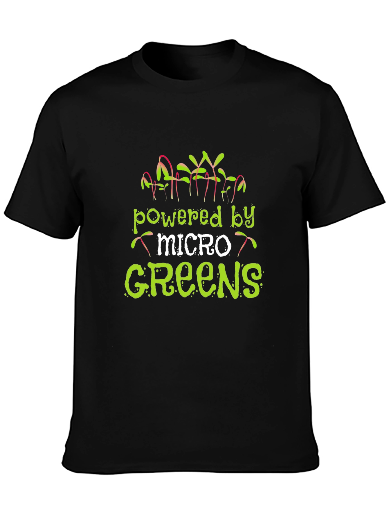 Black Powered by Micro Greens Novelty T-Shirt view 3