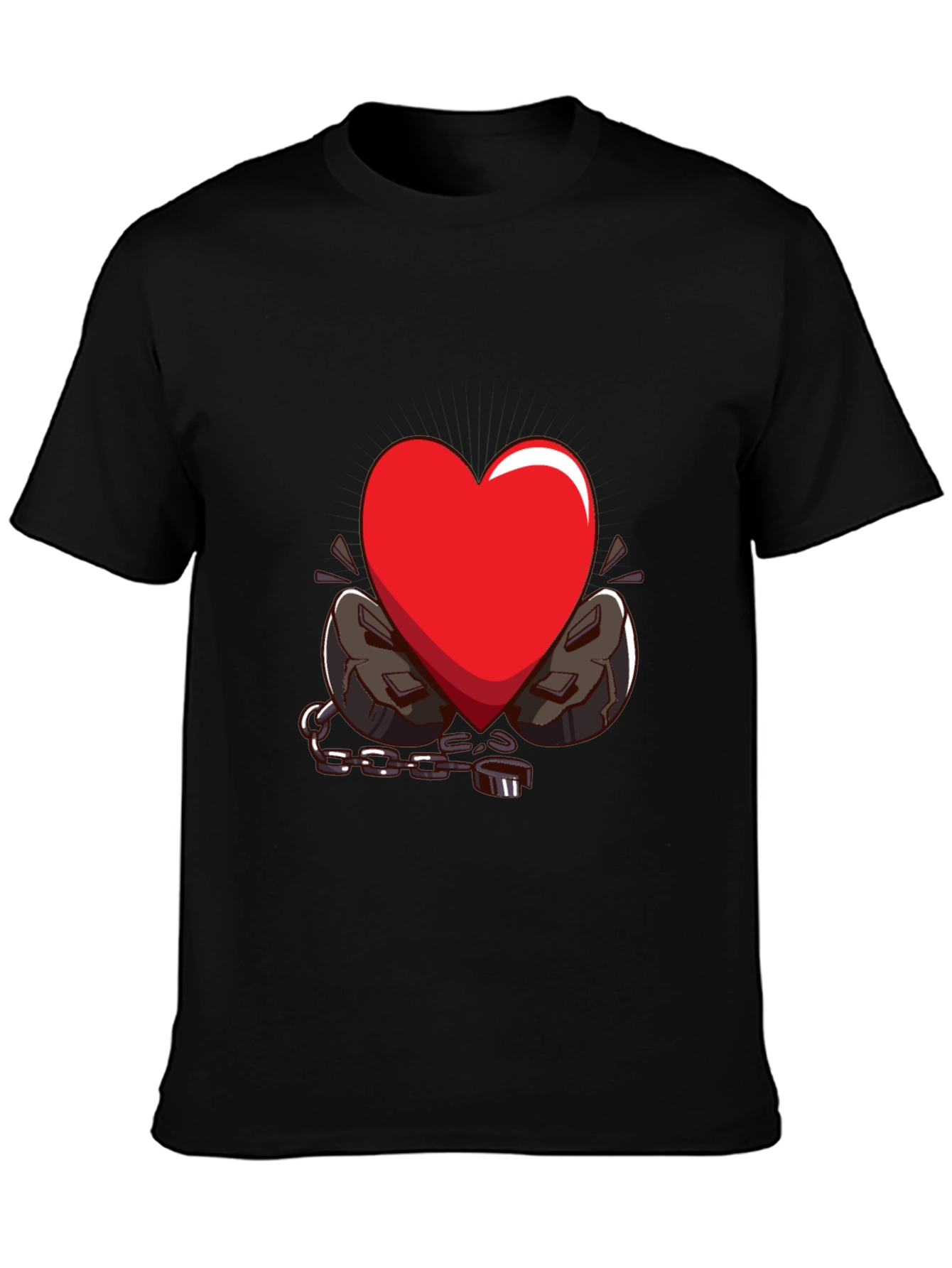 Black Heart in Chains Graphic T-Shirt - Black view 3