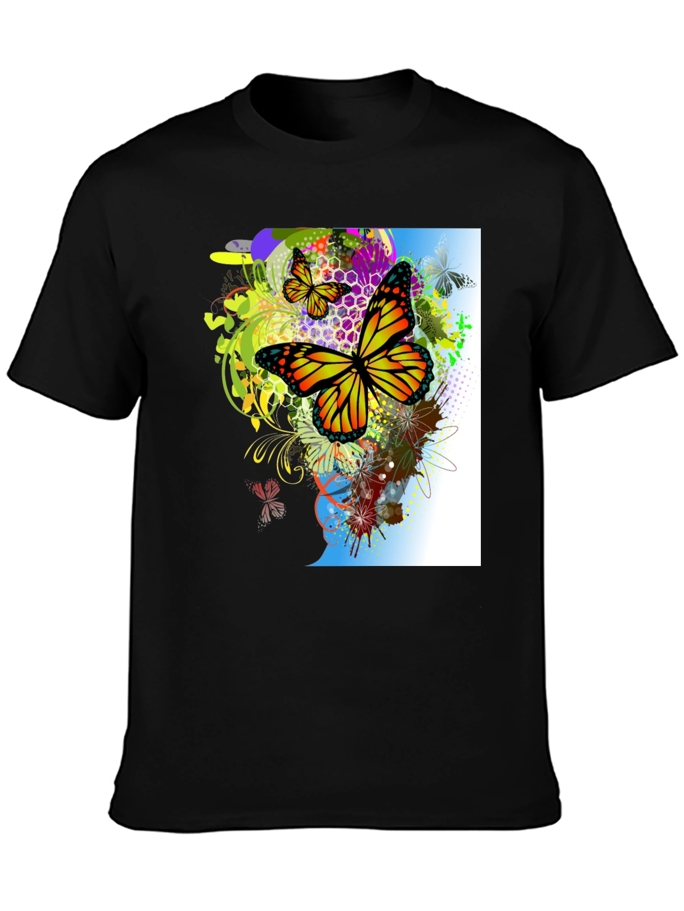 Black Butterfly Graphic Black T-Shirt view 3