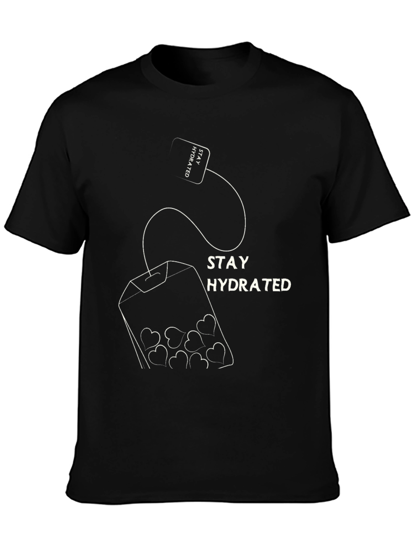 Black Stay Hydrated Heart Tea T-Shirt view 3