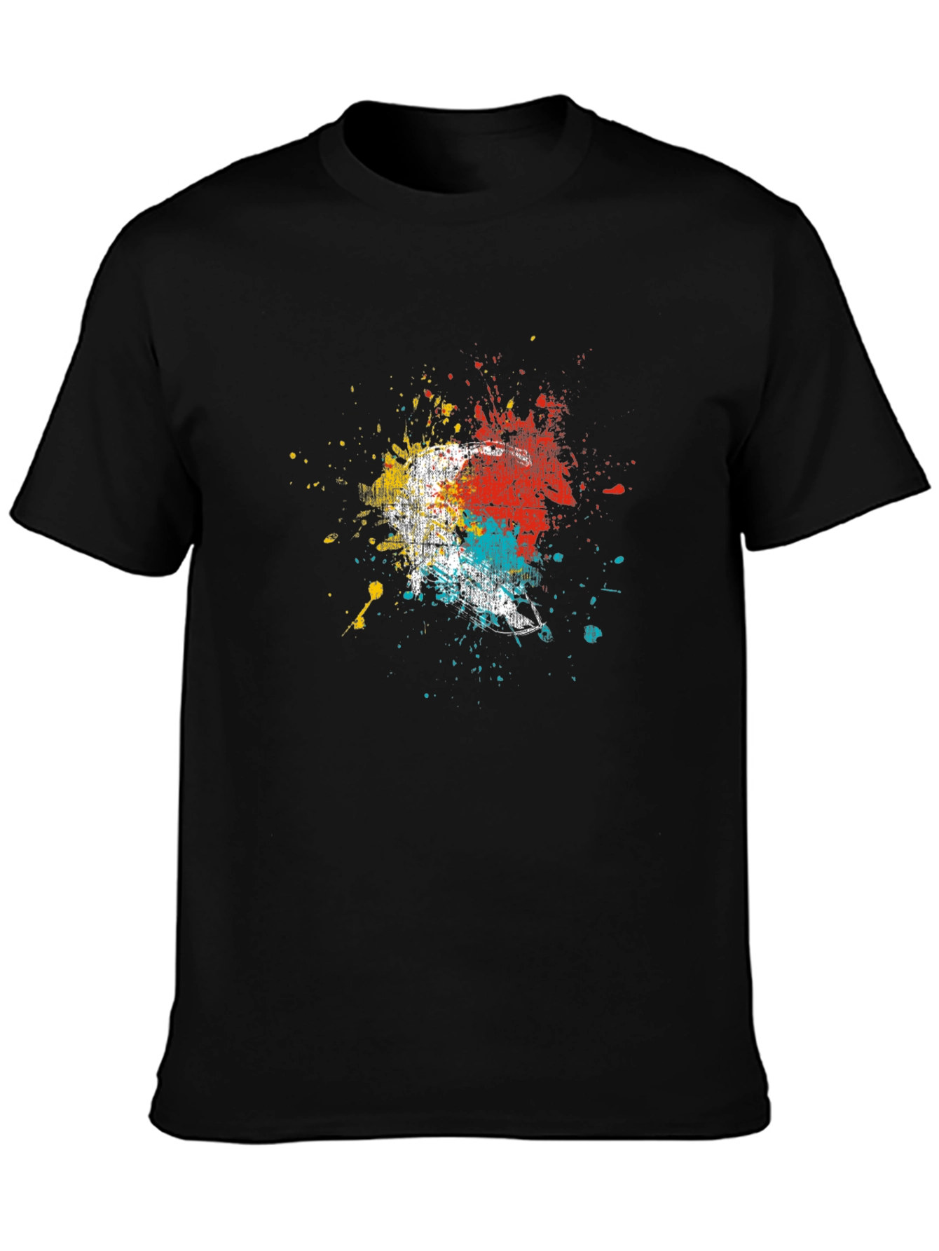 Black Abstract Paint Splatter Graphic Tee view 3