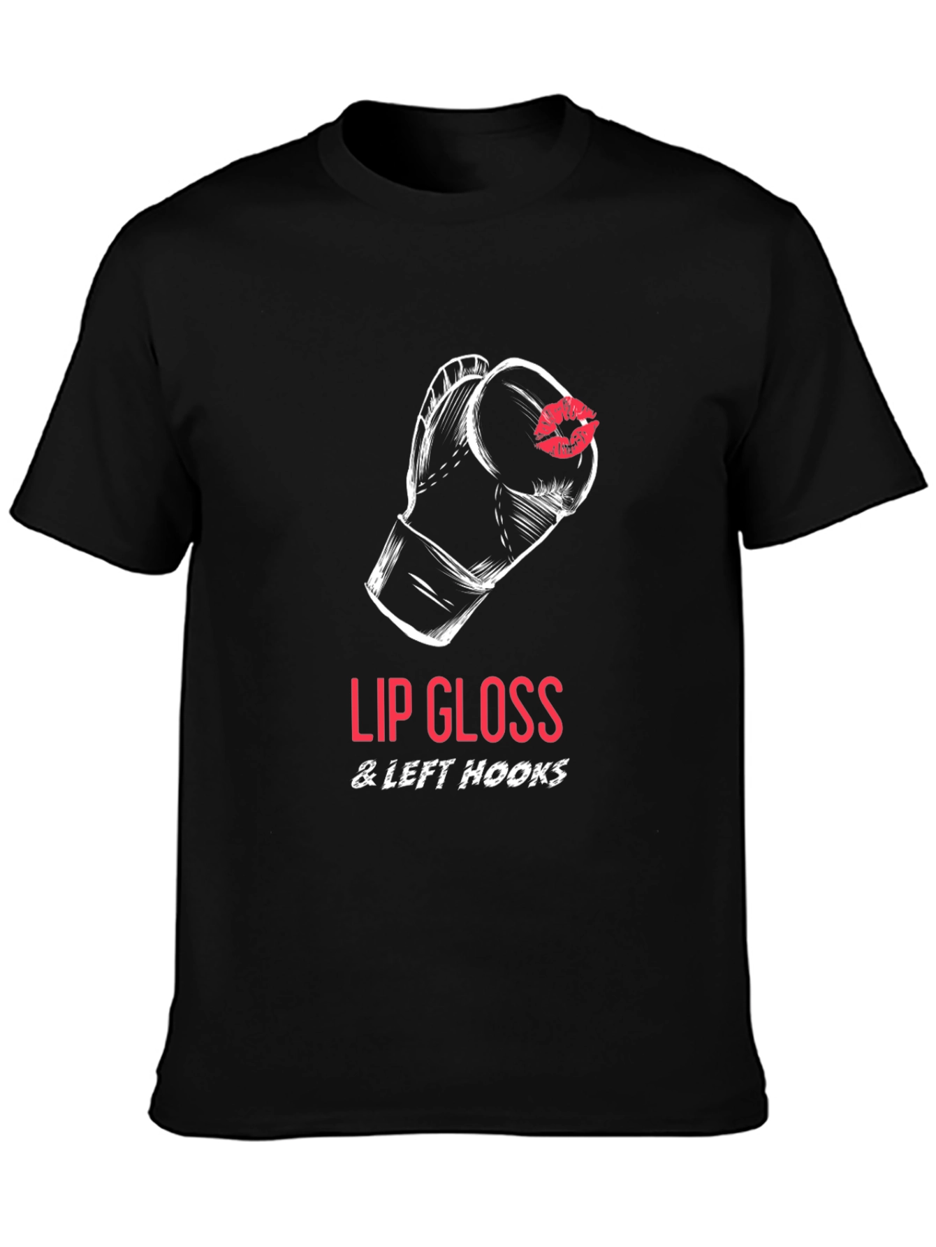 Black Lip Gloss & Left Hooks T-Shirt, Boxing Design view 3