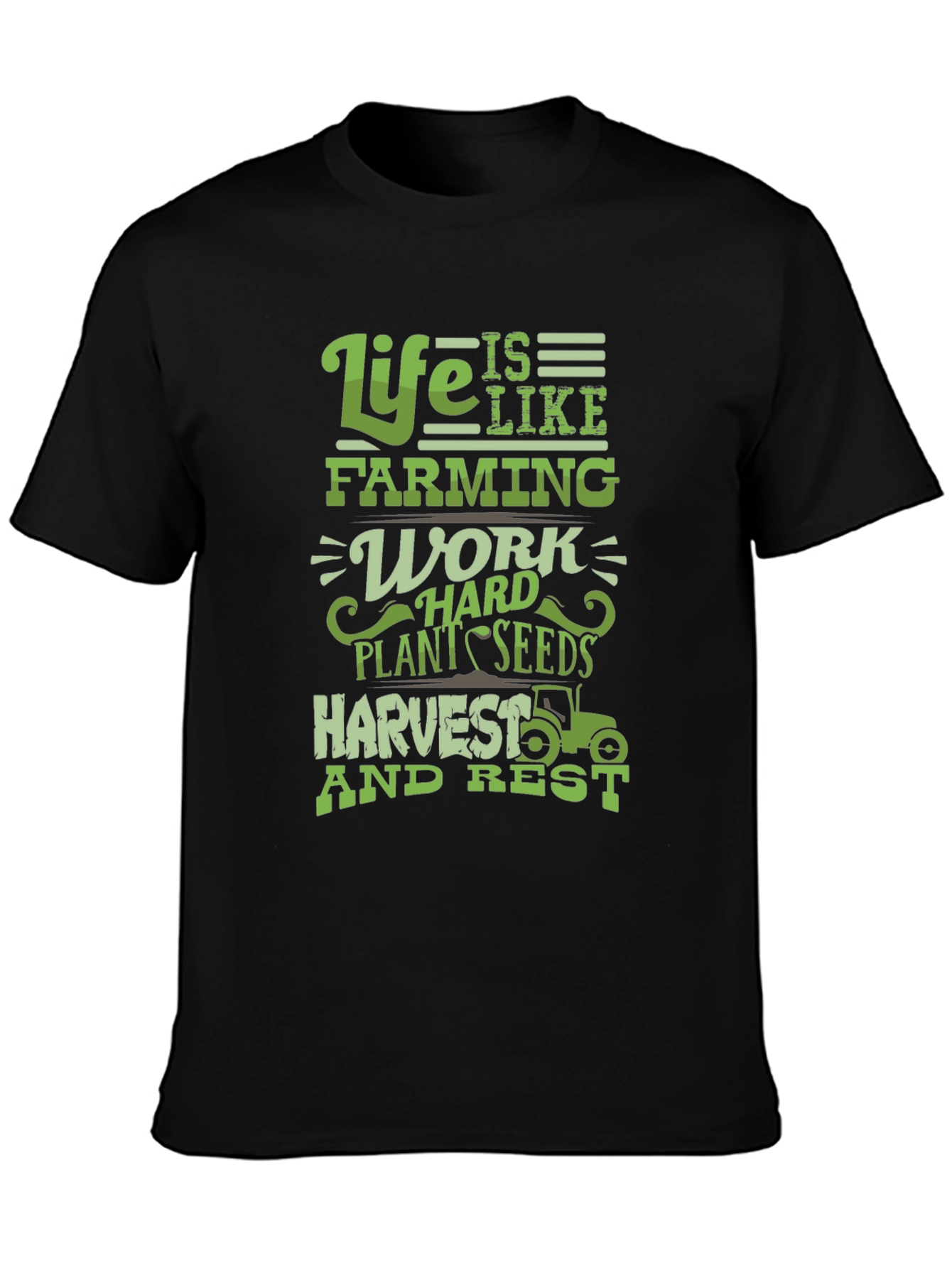 Life is Like Farming Black T-Shirt - 3