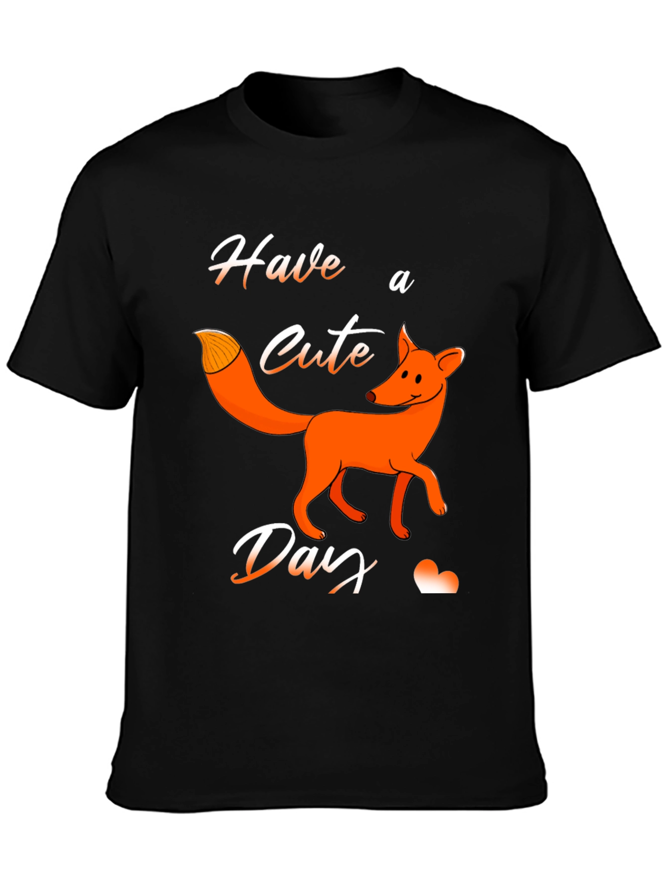 Black Cute Fox Day T-Shirt - Fun Animal Graphic Tee view 3
