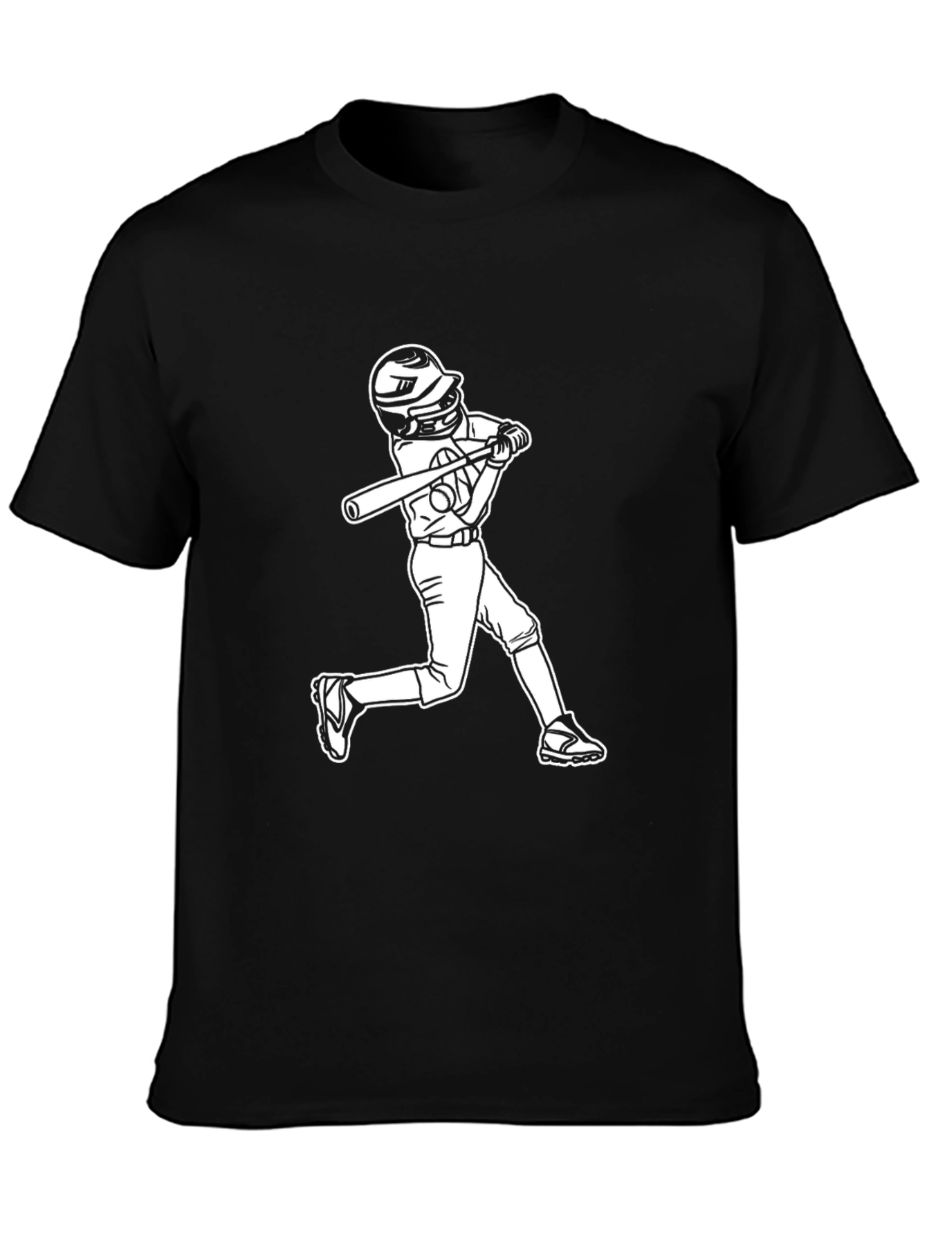 Black Baseball Hitter Graphic Tee - Black Cotton Blend view 3