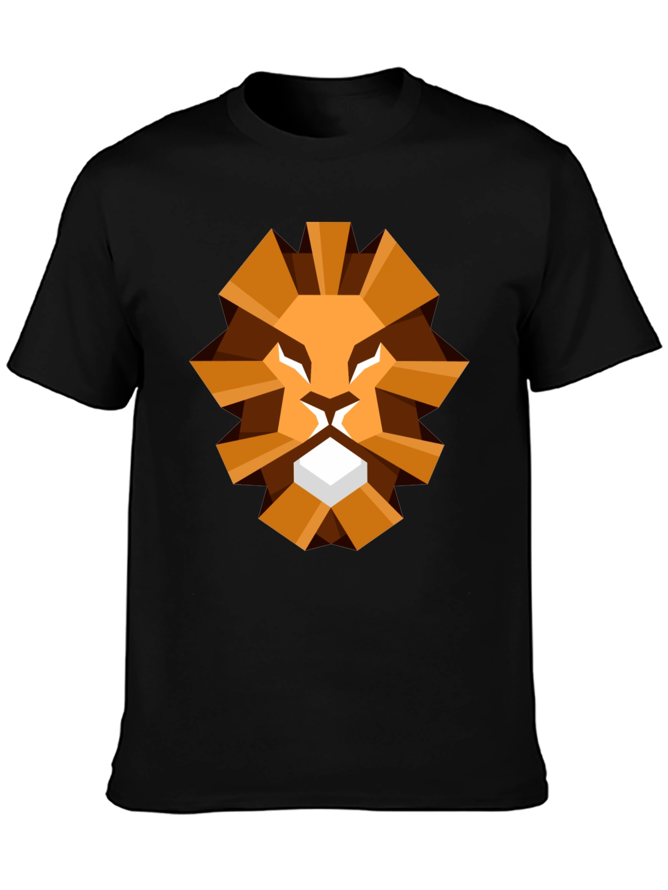 Black Geometric Lion Graphic Tee - Black T-Shirt view 3