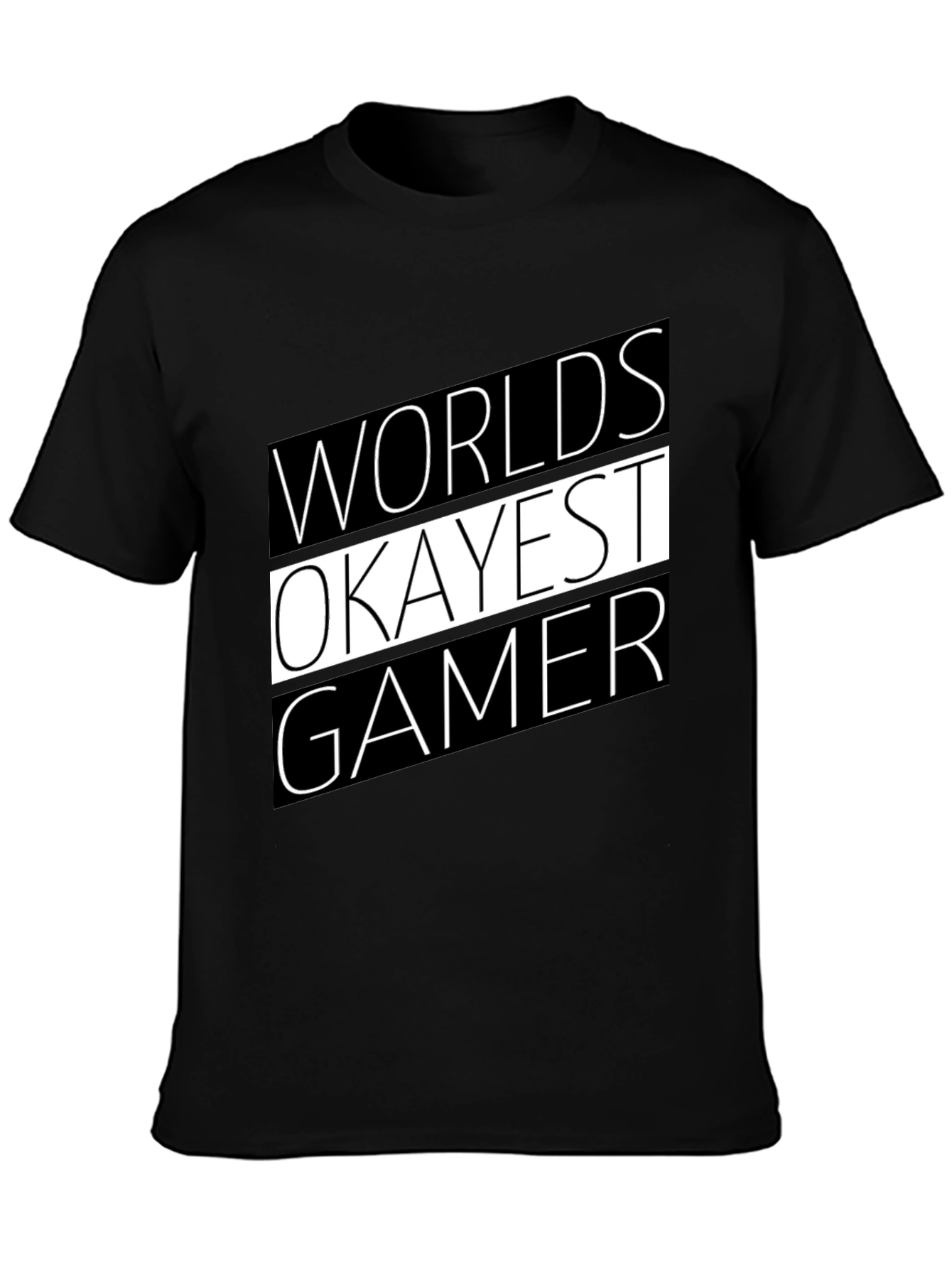 Black Worlds Okayest Gamer T-Shirt - Black Graphic Tee view 3