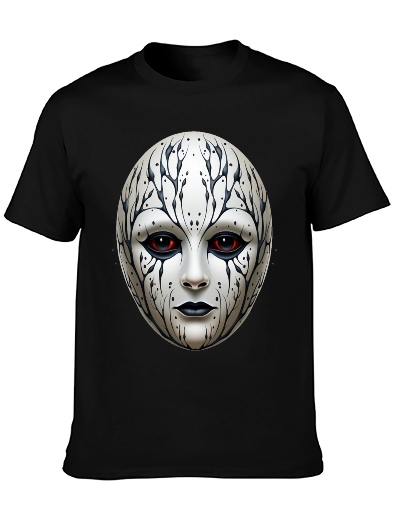 Black Mystic Face Graphic Tee - Black Cotton Blend view 3
