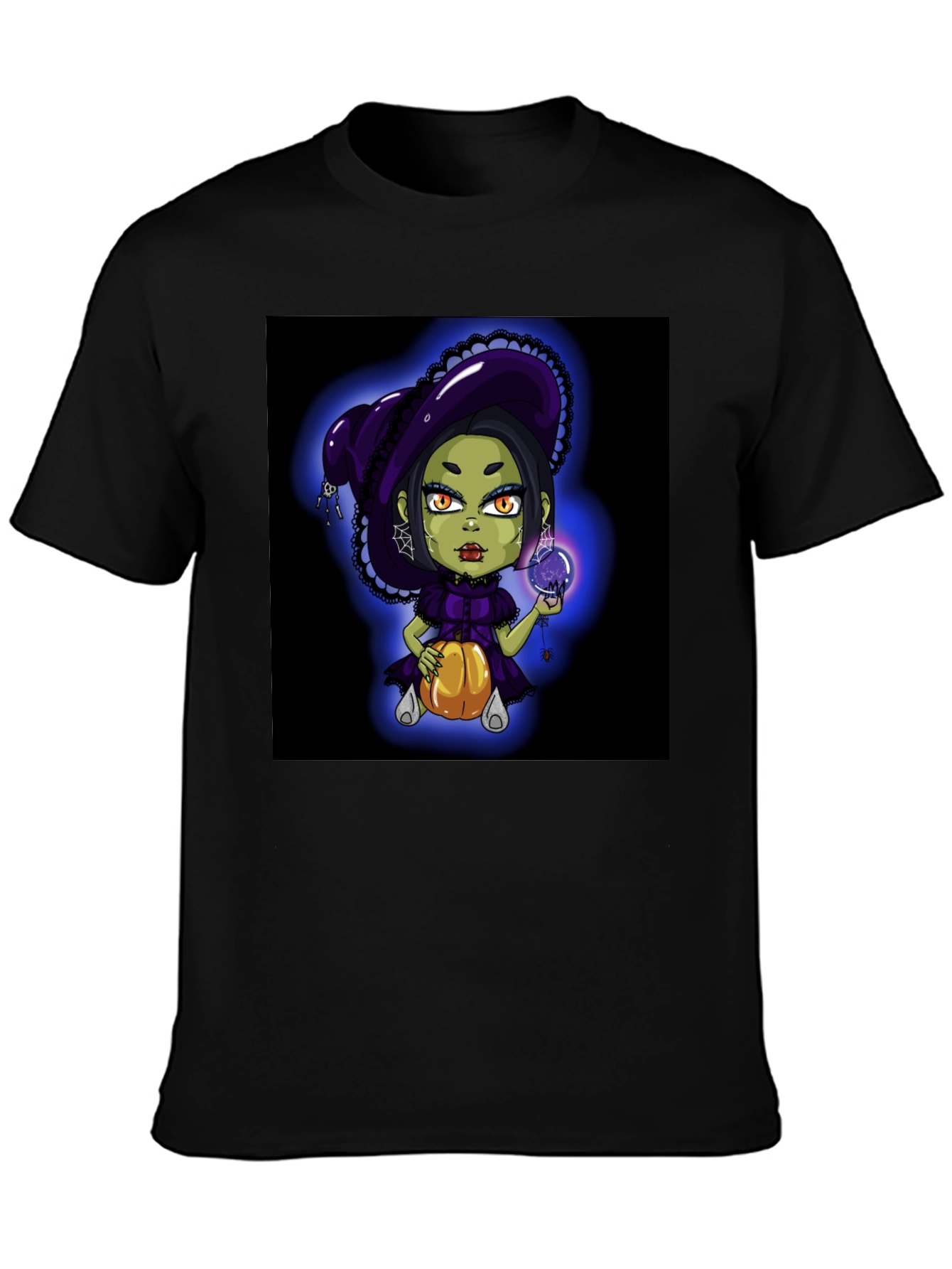 Black Witch Pumpkin Halloween T-Shirt view 3