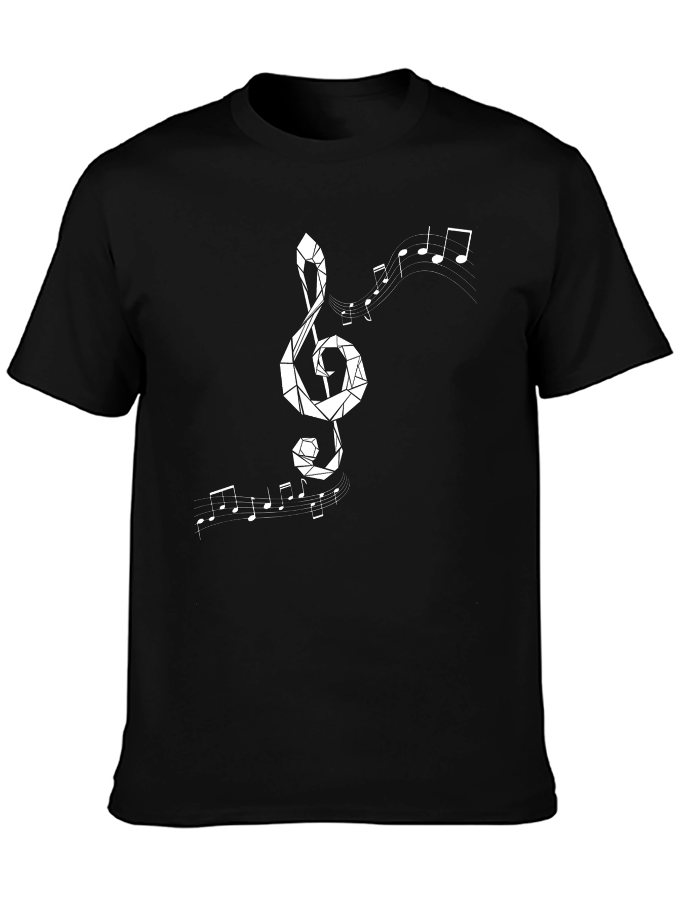 Black Geometric Music Treble Clef Graphic Tee view 3