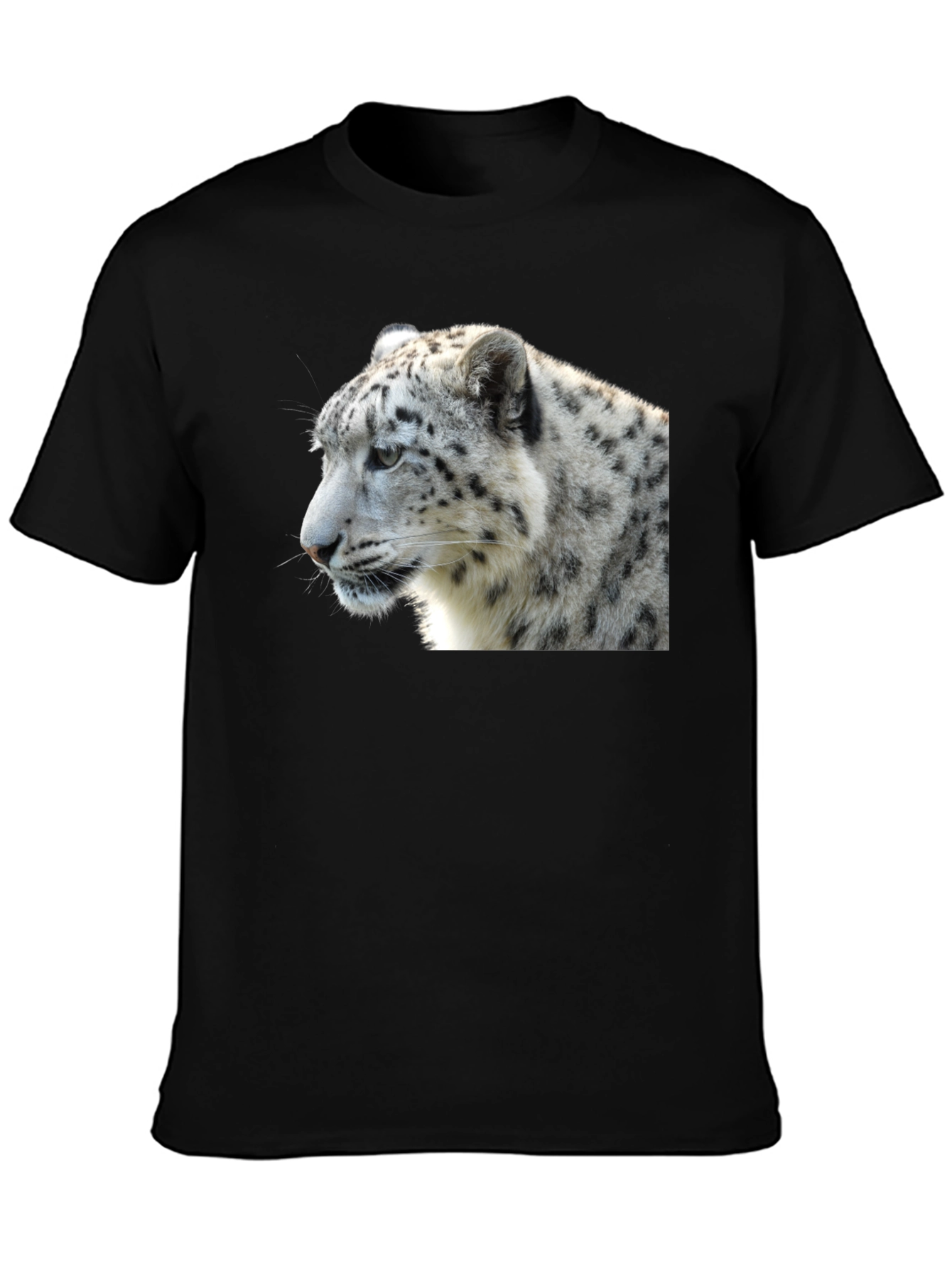 Black Snow Leopard T-Shirt - Black, Wildlife Tee view 3