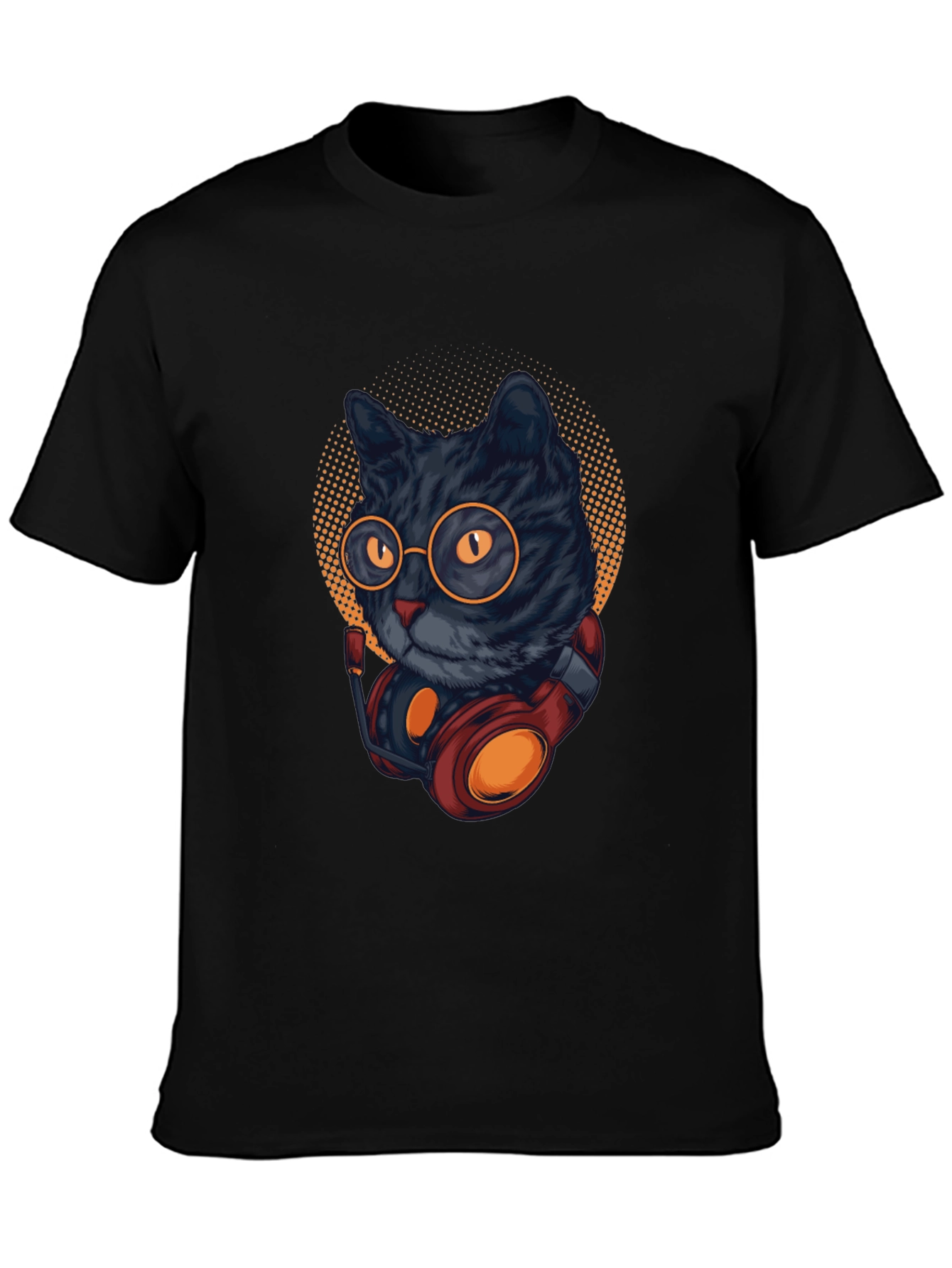 Black Cool Cat DJ T-Shirt - Black view 3
