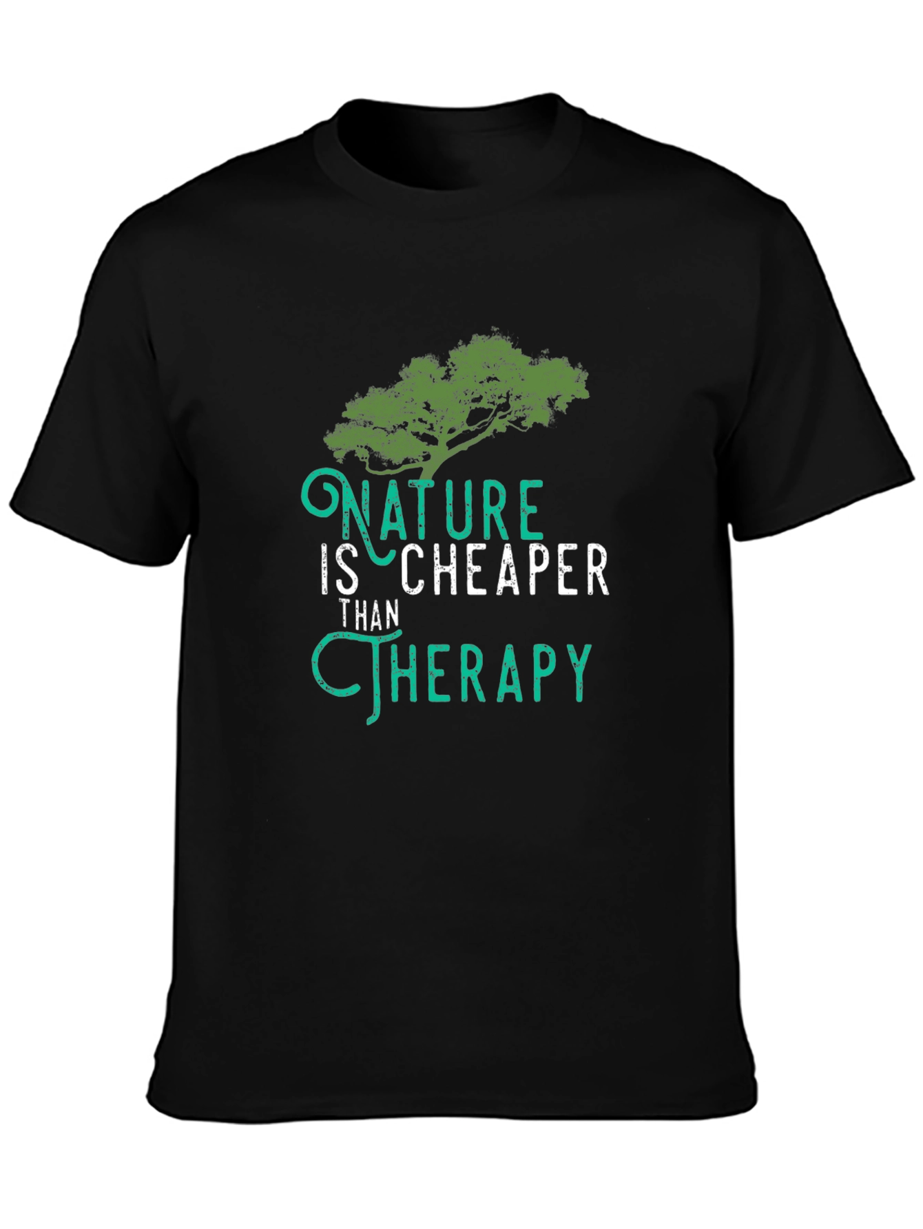 Black Nature is Cheaper Therapy Black Graphic Tee view 3
