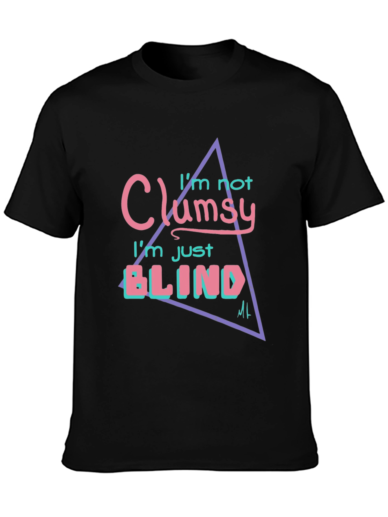 Black Clumsy? Tee: Funny Graphic Print T-Shirt view 3