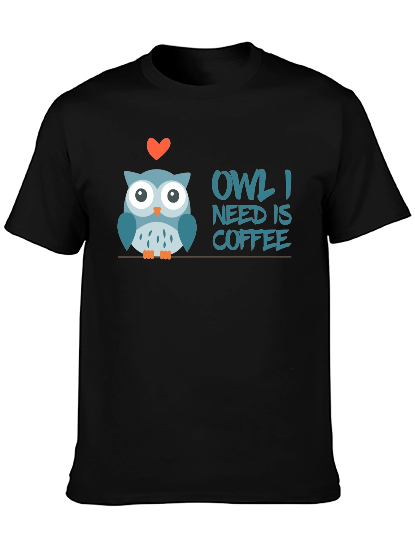 Black Owl I Need is Coffee T-Shirt view 3