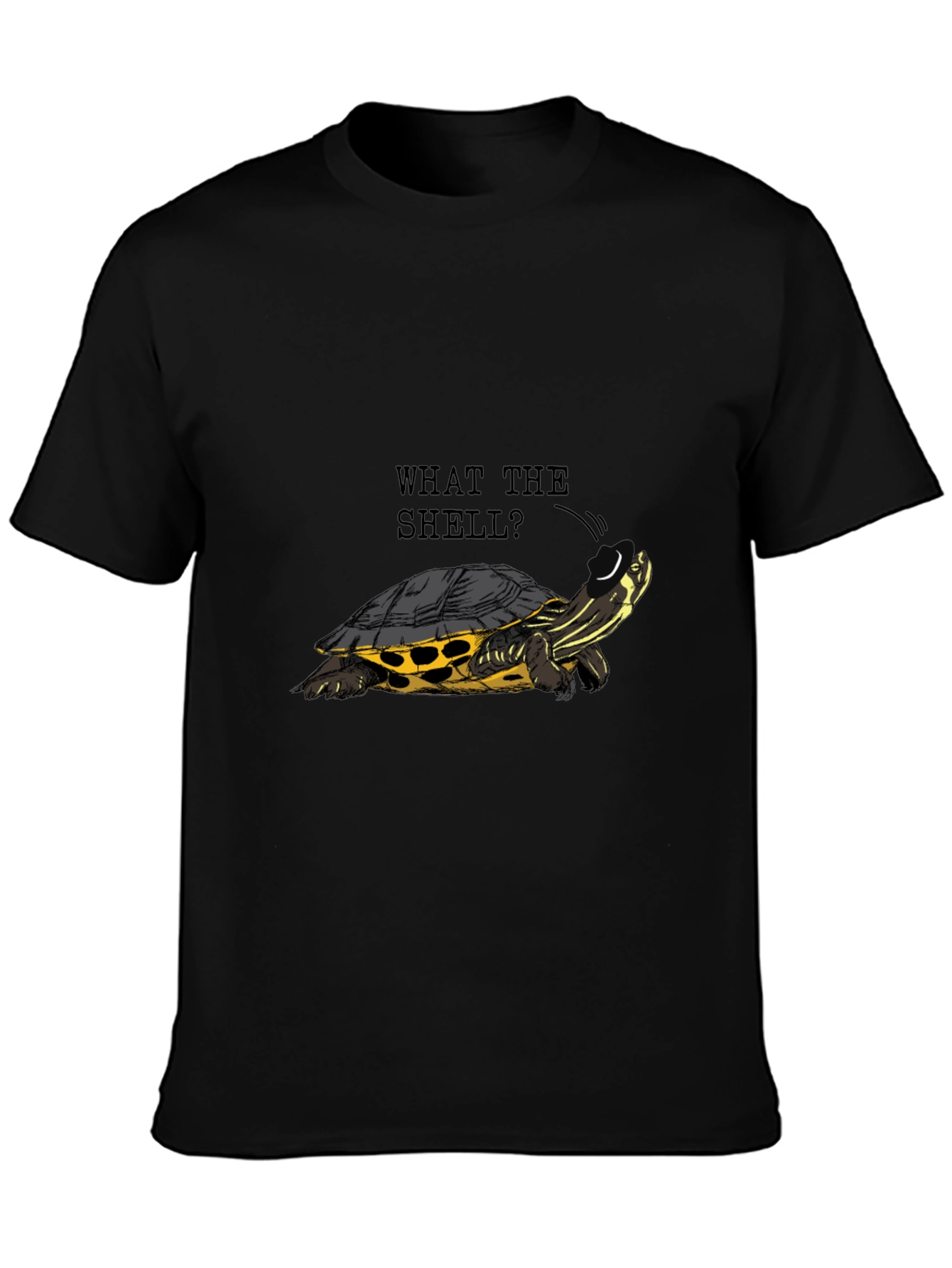 Black What the Shell? Turtle Graphic Tee - Black view 3