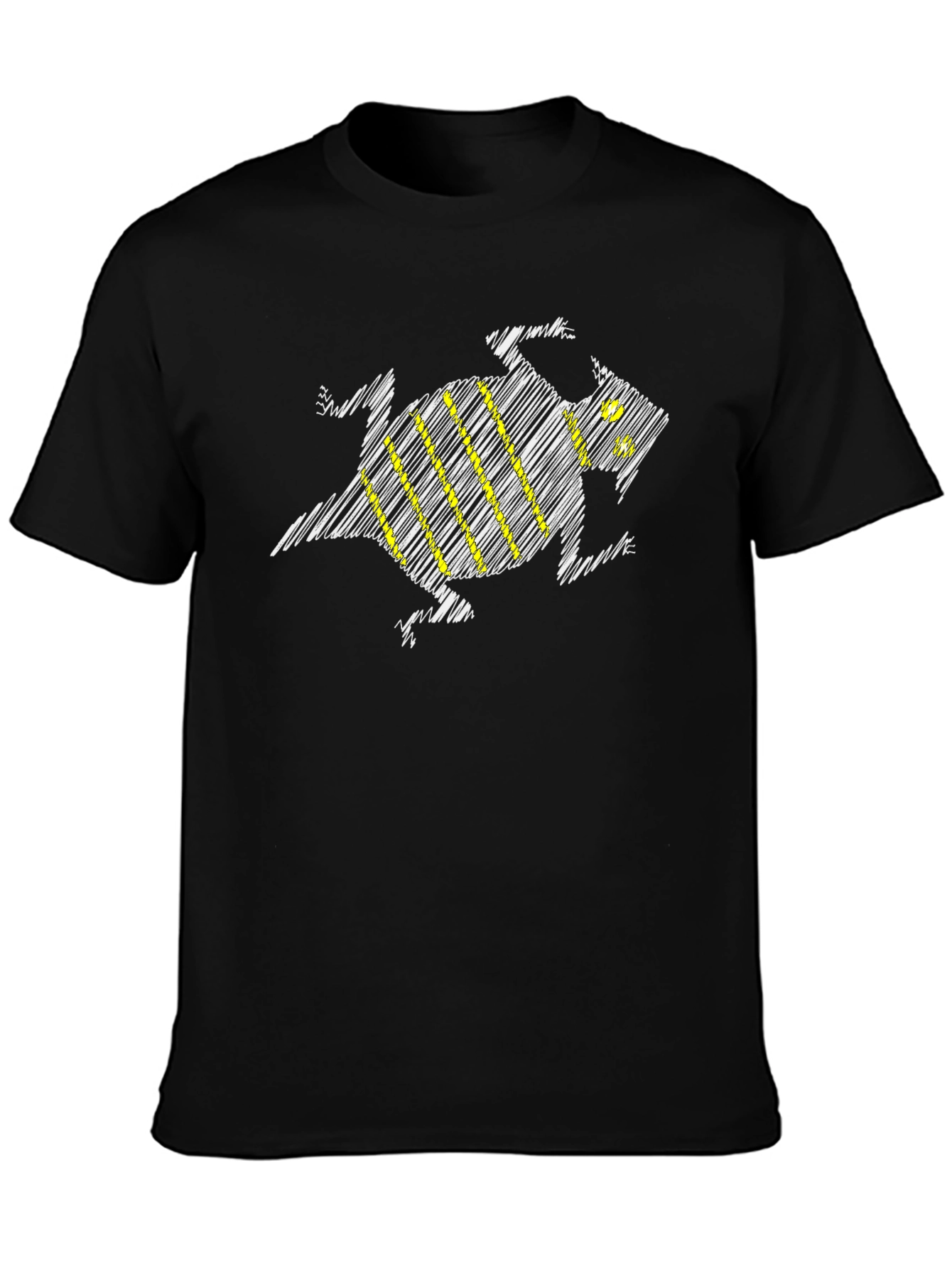 Black Stylized Lizard Tee - Men's Black Graphic T-Shirt view 3