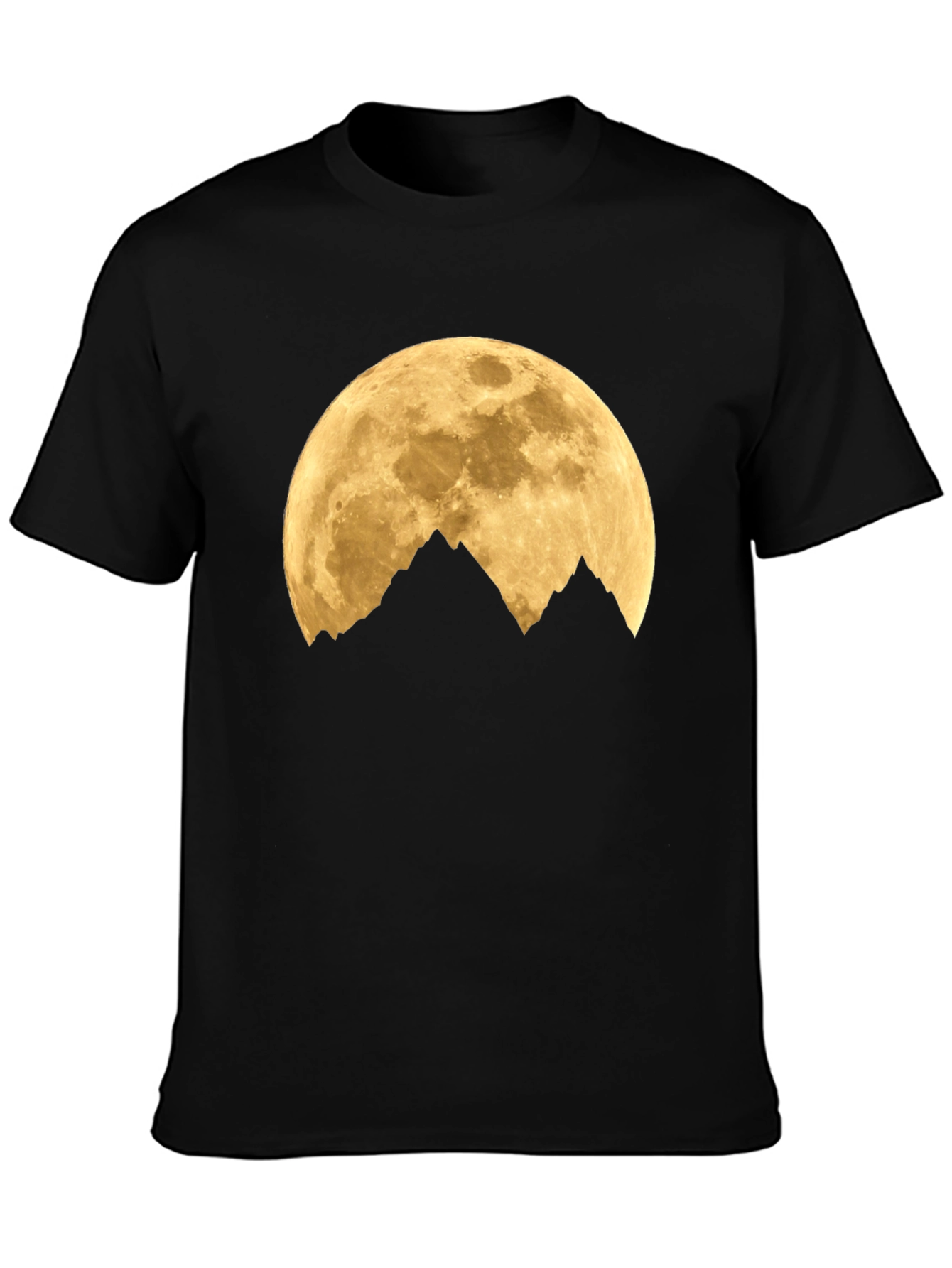 Black Moon Over Mountains Graphic Tee - Black Cotton Blend view 3