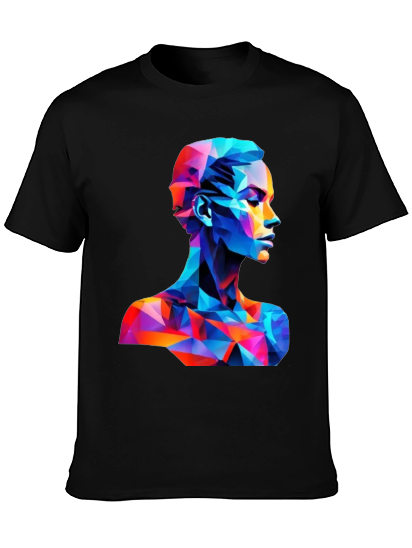 Abstract Geometric Face Graphic Black T-Shirt - 3