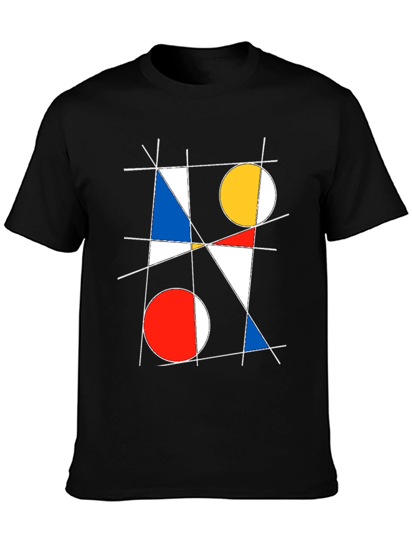 Black Geometric Abstract Art Graphic T-Shirt view 3