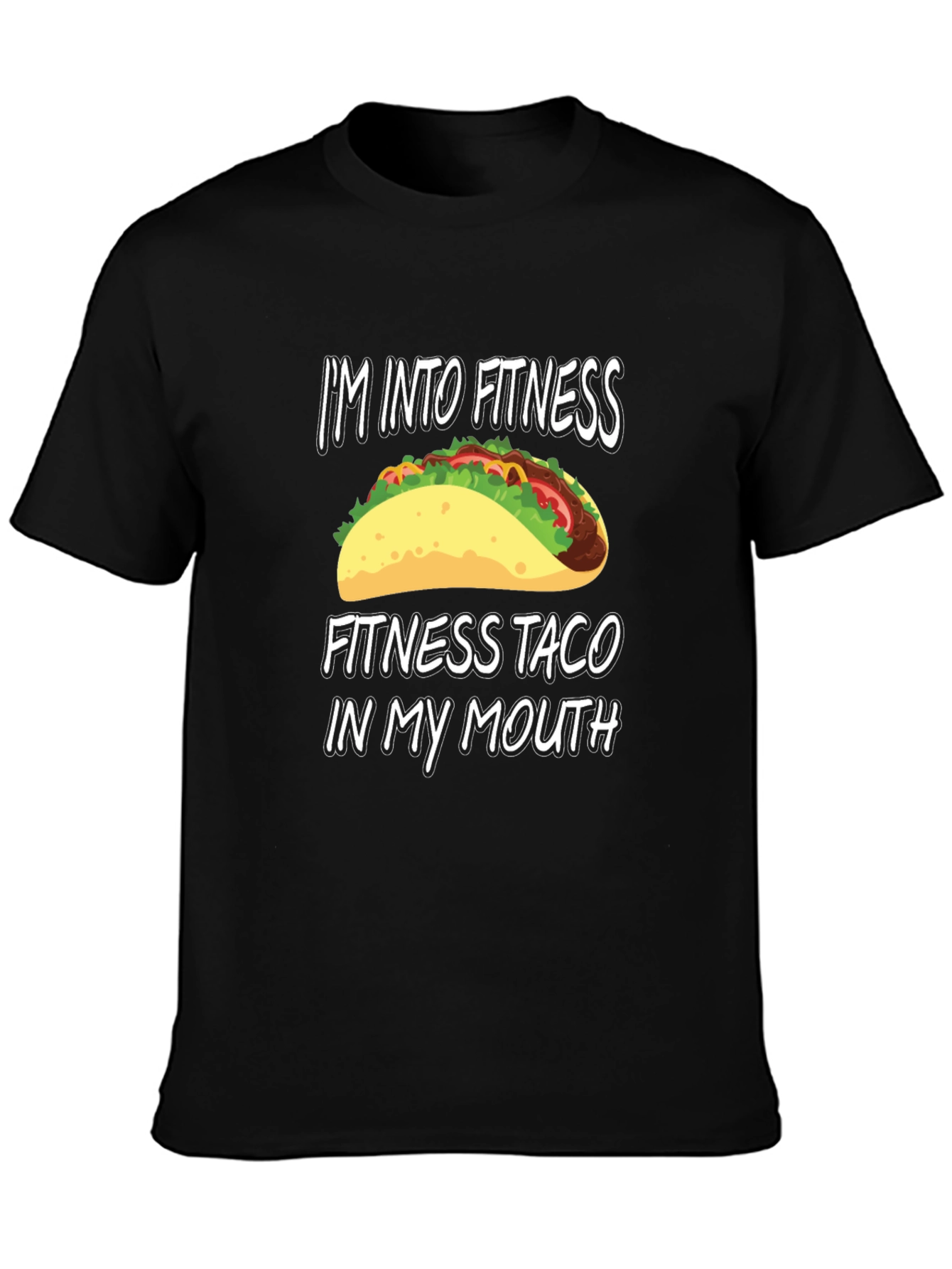 Black Fitness Taco Graphic Tee - Foodie Workout Shirt view 3