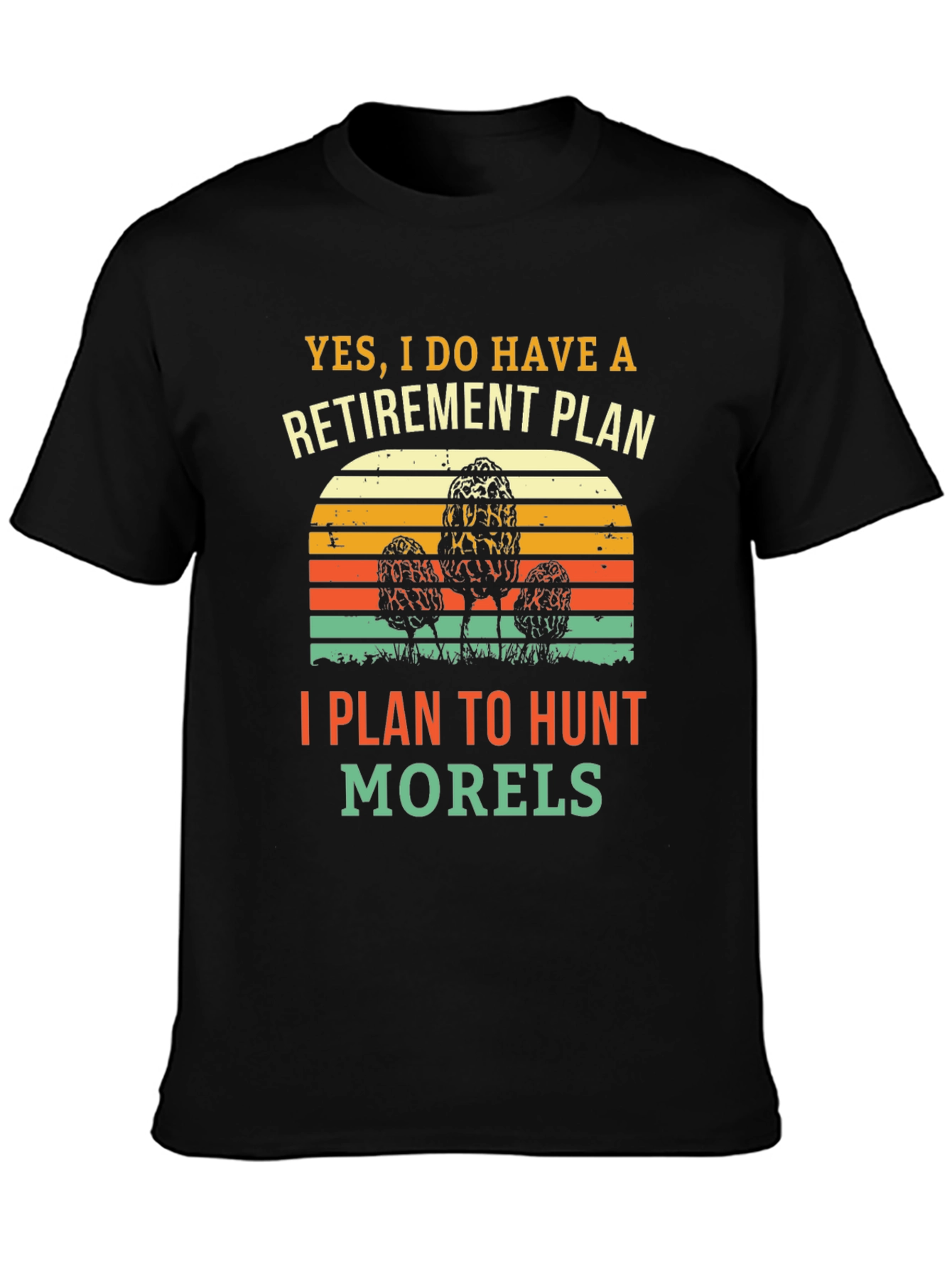 Black Retirement Morel Mushroom Hunting T-Shirt view 3