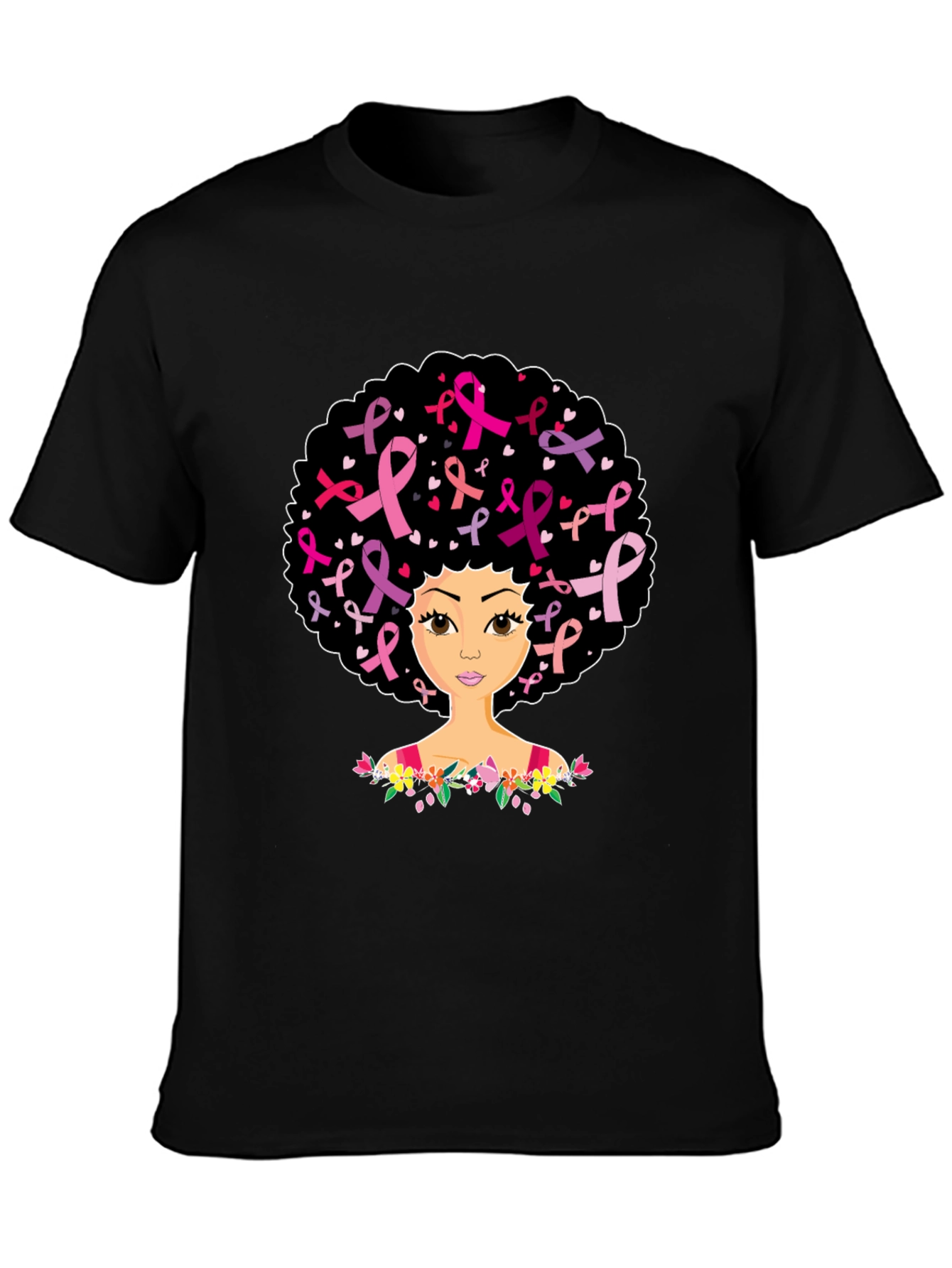 Breast Cancer Awareness Afro Woman T-Shirt - 3