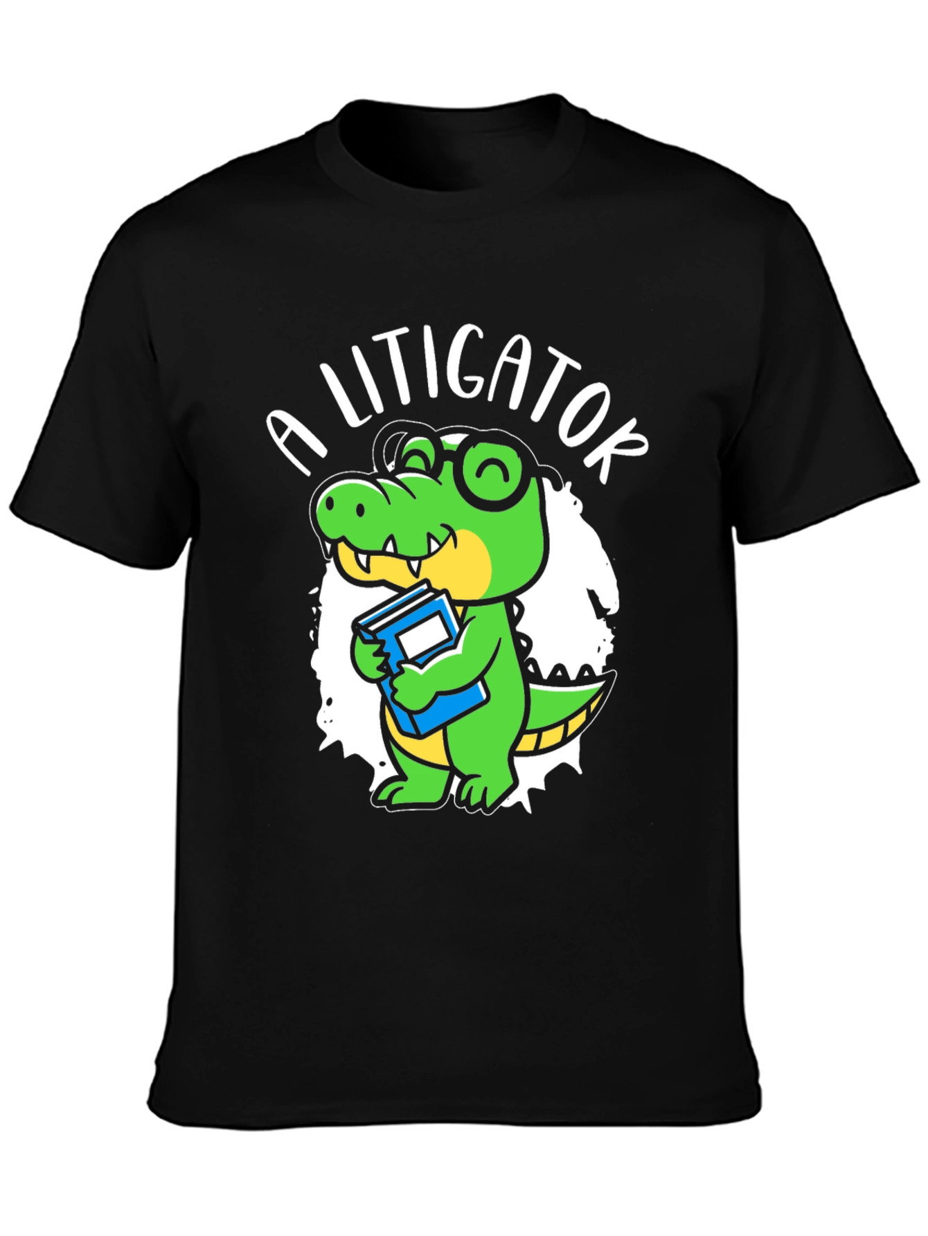 Black A Litigator Alligator T-Shirt - Lawyer Crocodile Tee view 3