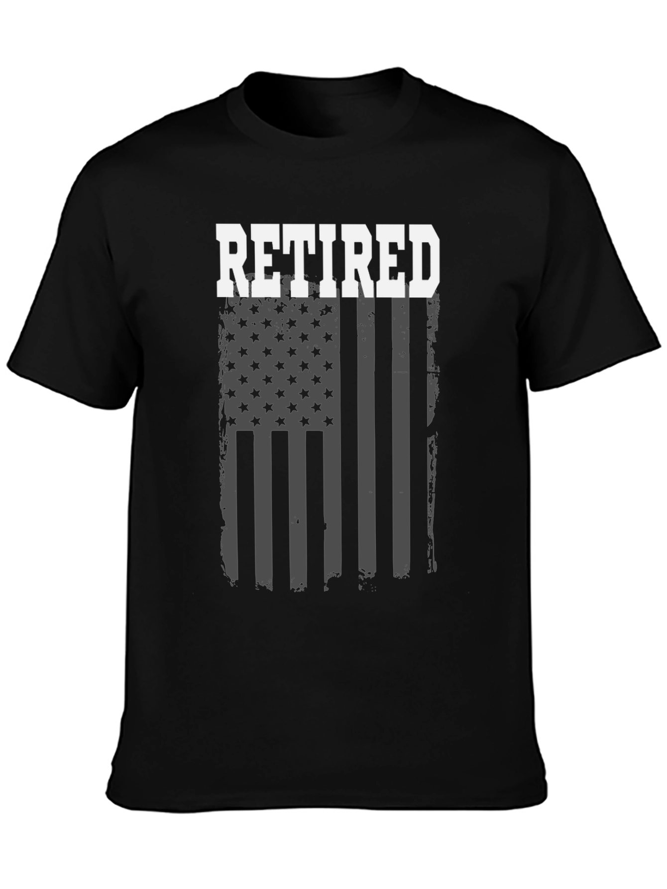 Black Retired American Flag Graphic T-Shirt view 3
