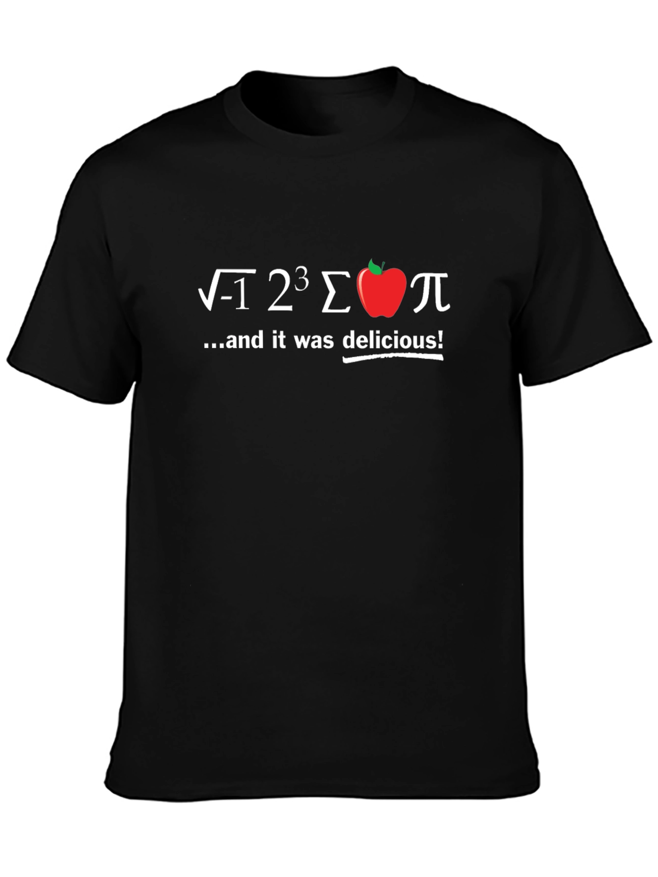 Black Math Apple Black T-Shirt: Delicious Equations view 3