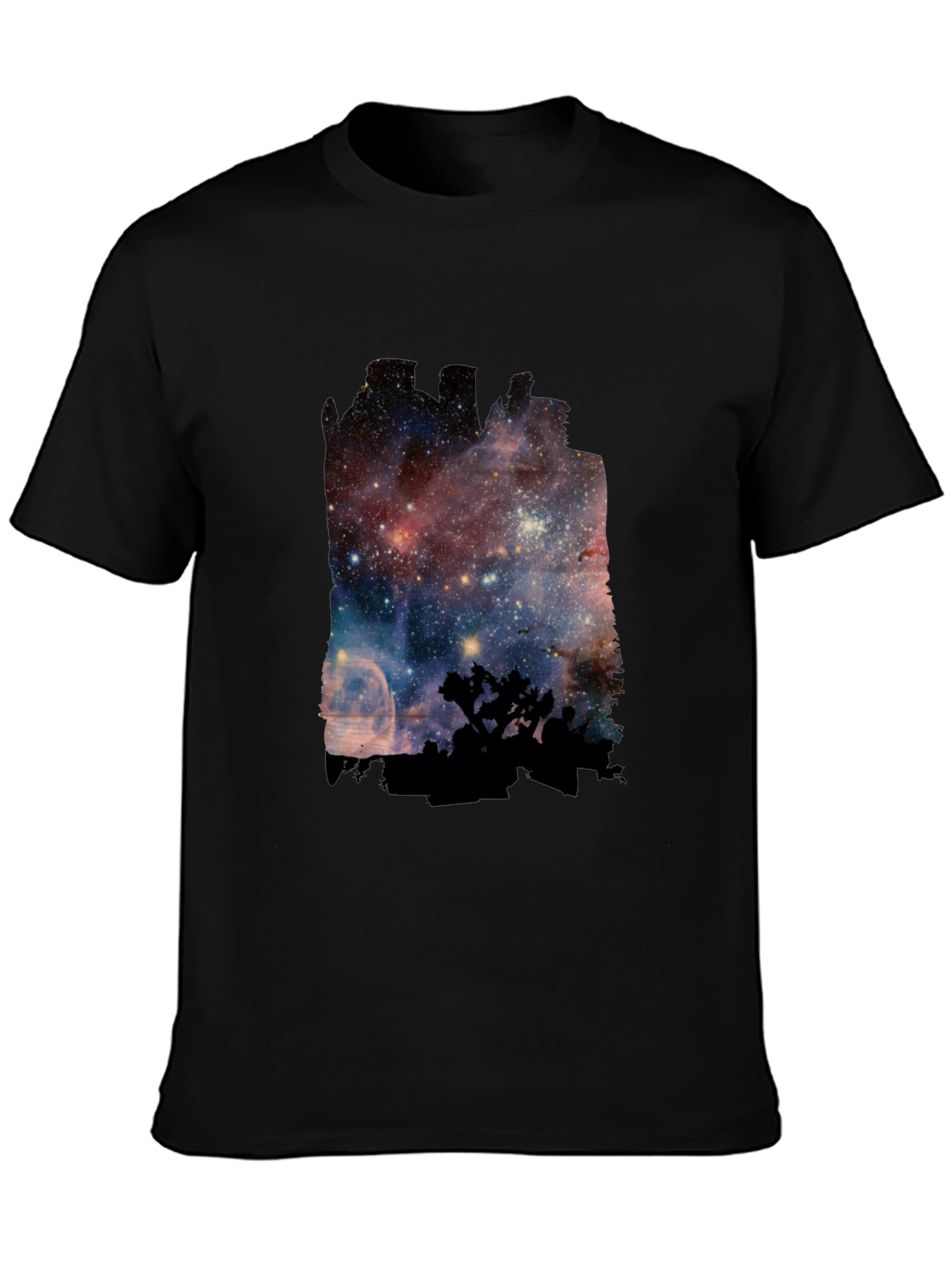 Black Nebula Silhouette T-Shirt - Cosmic Design view 3