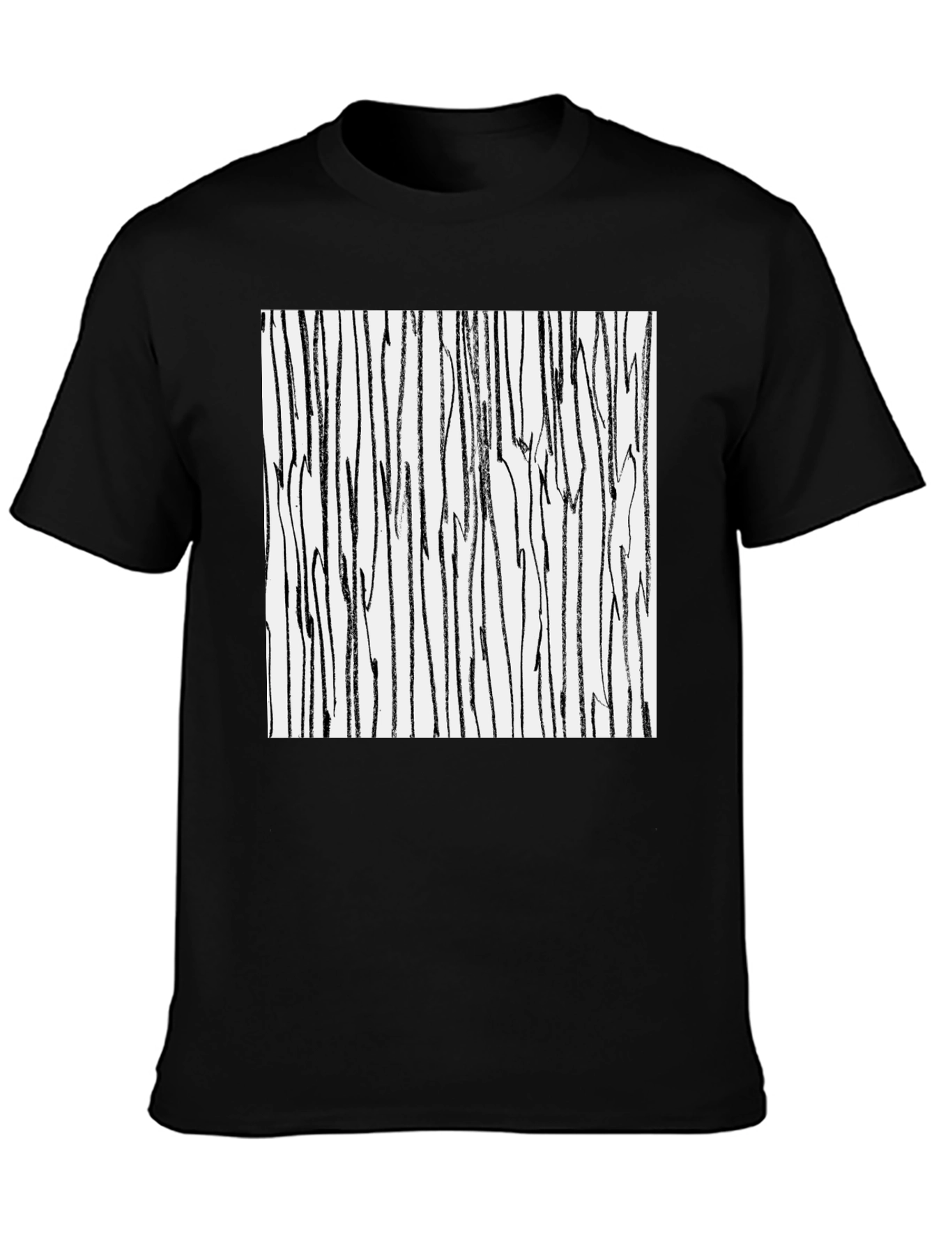 Black Abstract Stripe Print Black Cotton T-Shirt view 3