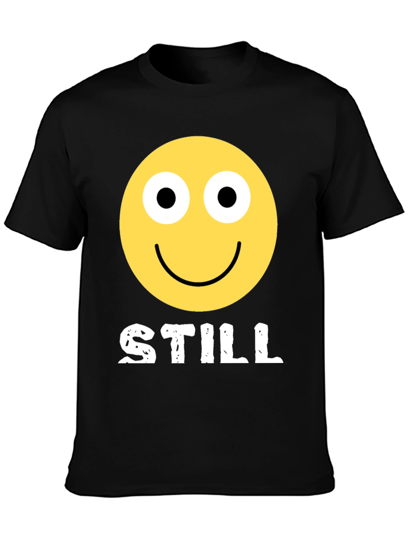 Black STILL Smiley Face Graphic Tee - Adult Humor Black T-Shirt view 3