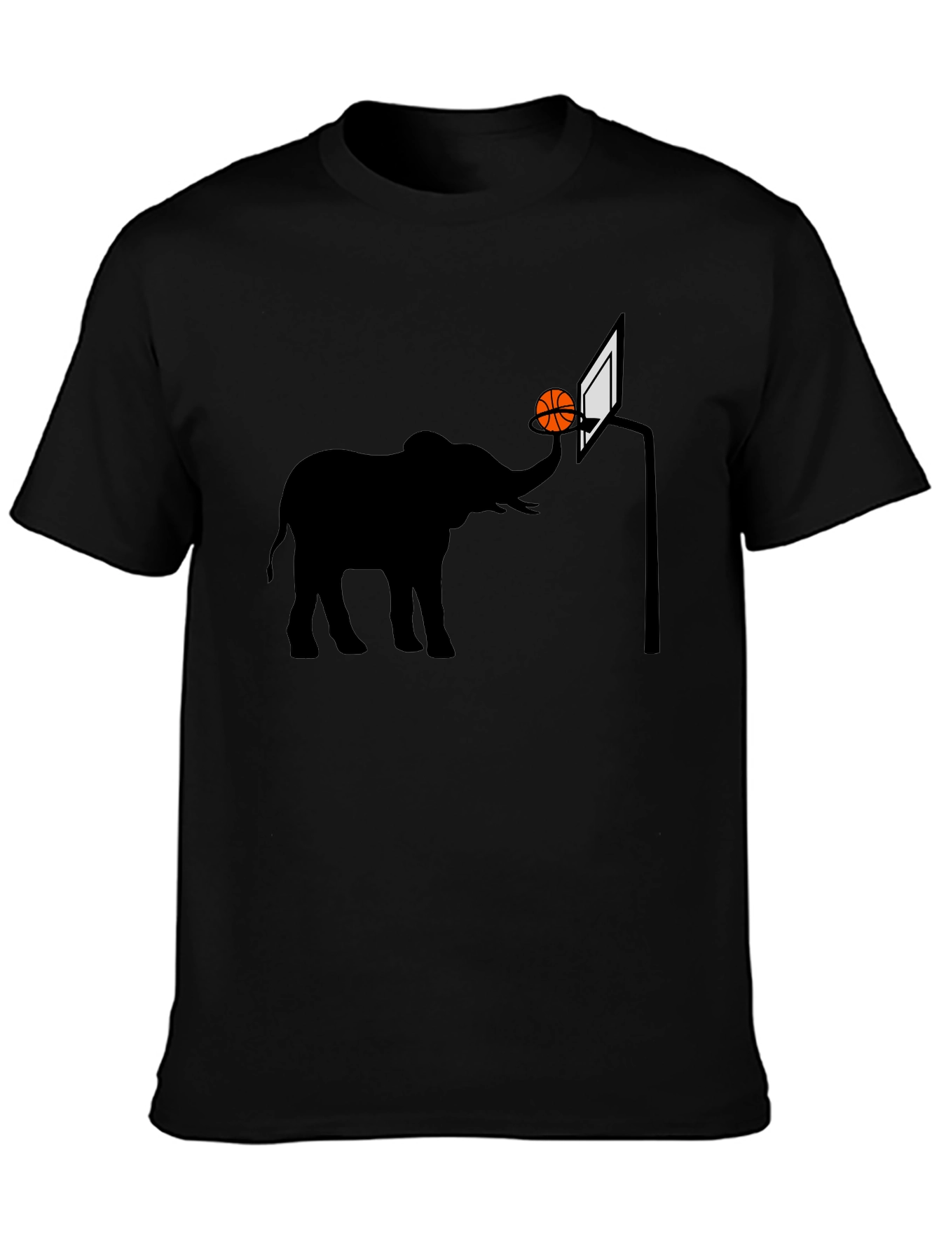 Black Elephant Basketball Graphic Tee - Novelty T-Shirt view 3