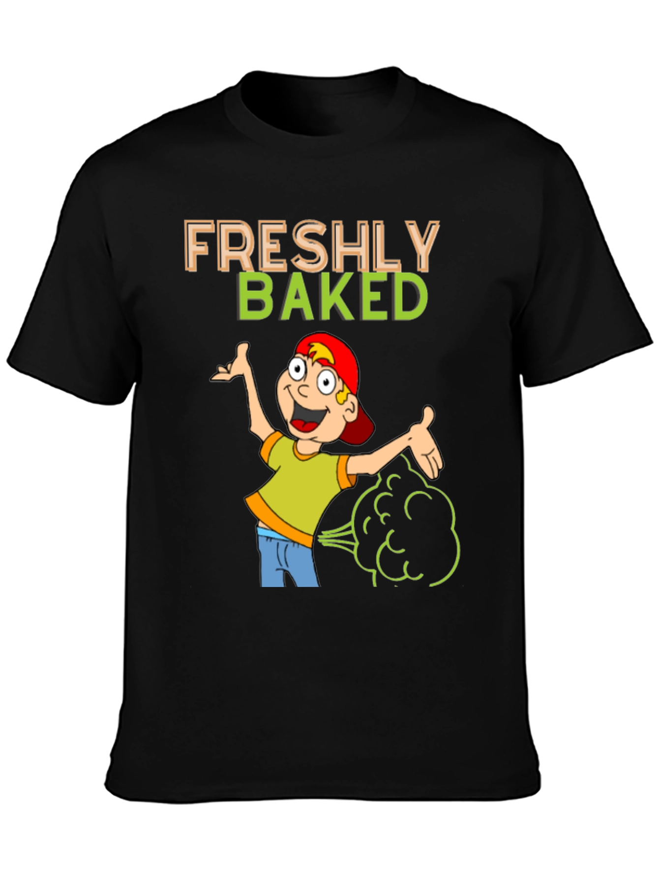 Black Freshly Baked Graphic T-Shirt Funny Cartoon view 3