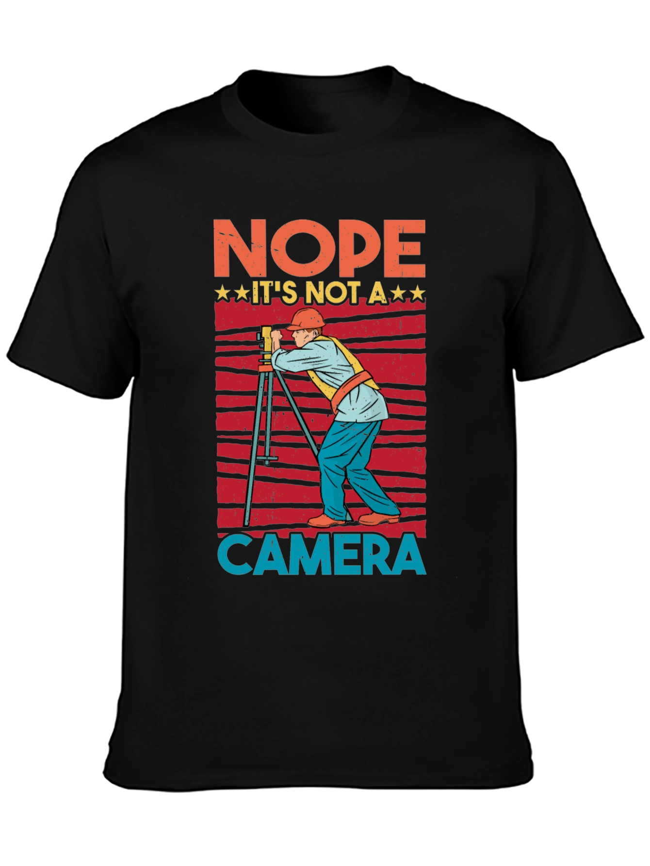 Black Nope Not a Camera Surveyor T-Shirt view 3