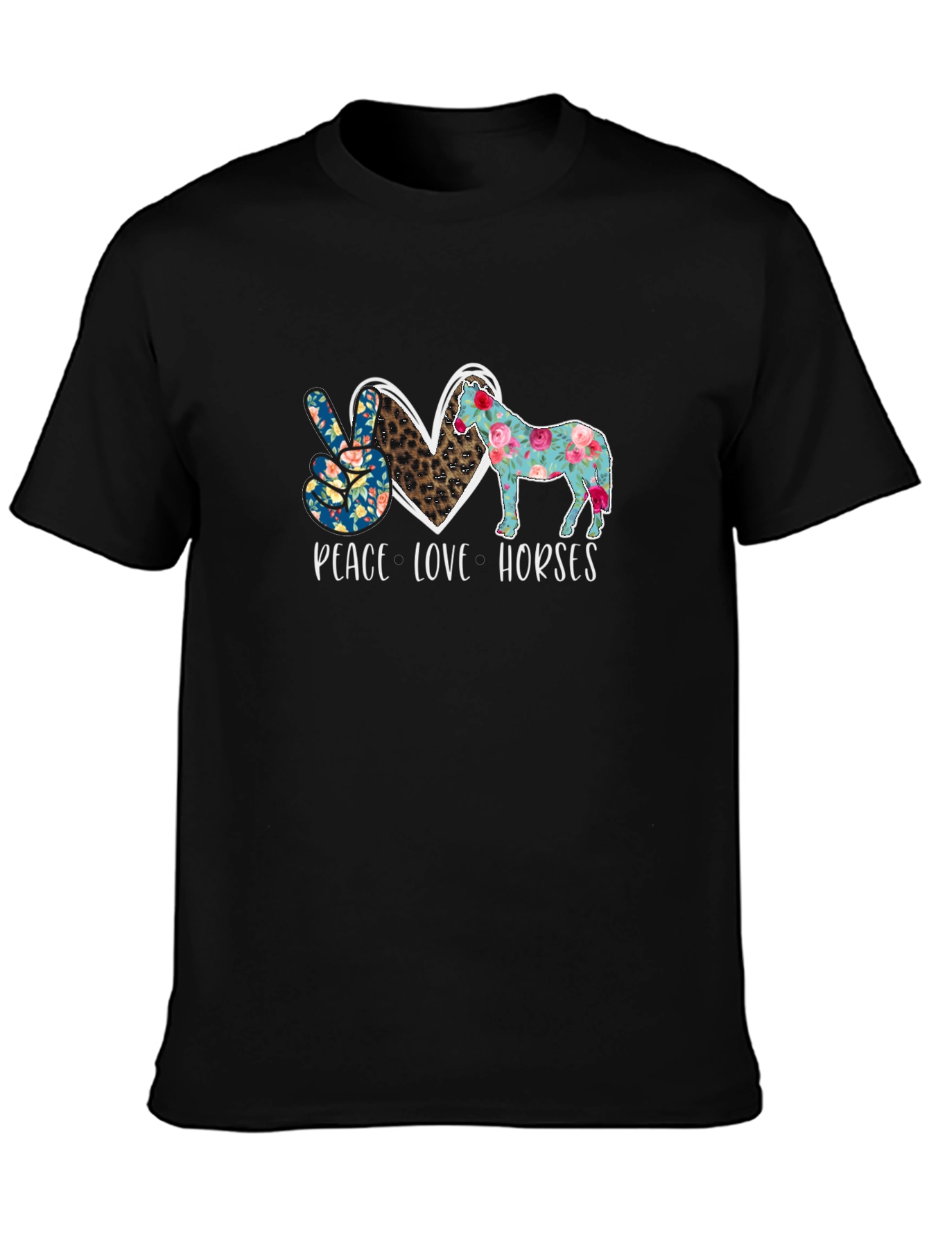 Black Peace Love Horses Graphic Tee view 3