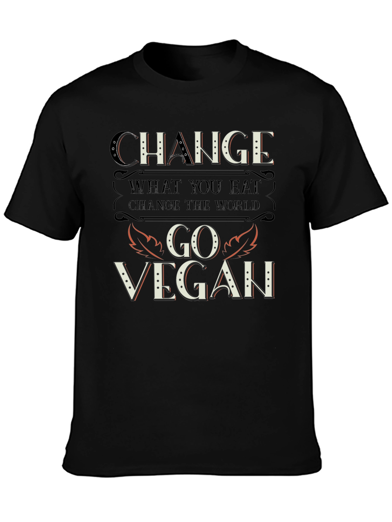 Black Change Go Vegan T-Shirt - Eat to Change the World view 3