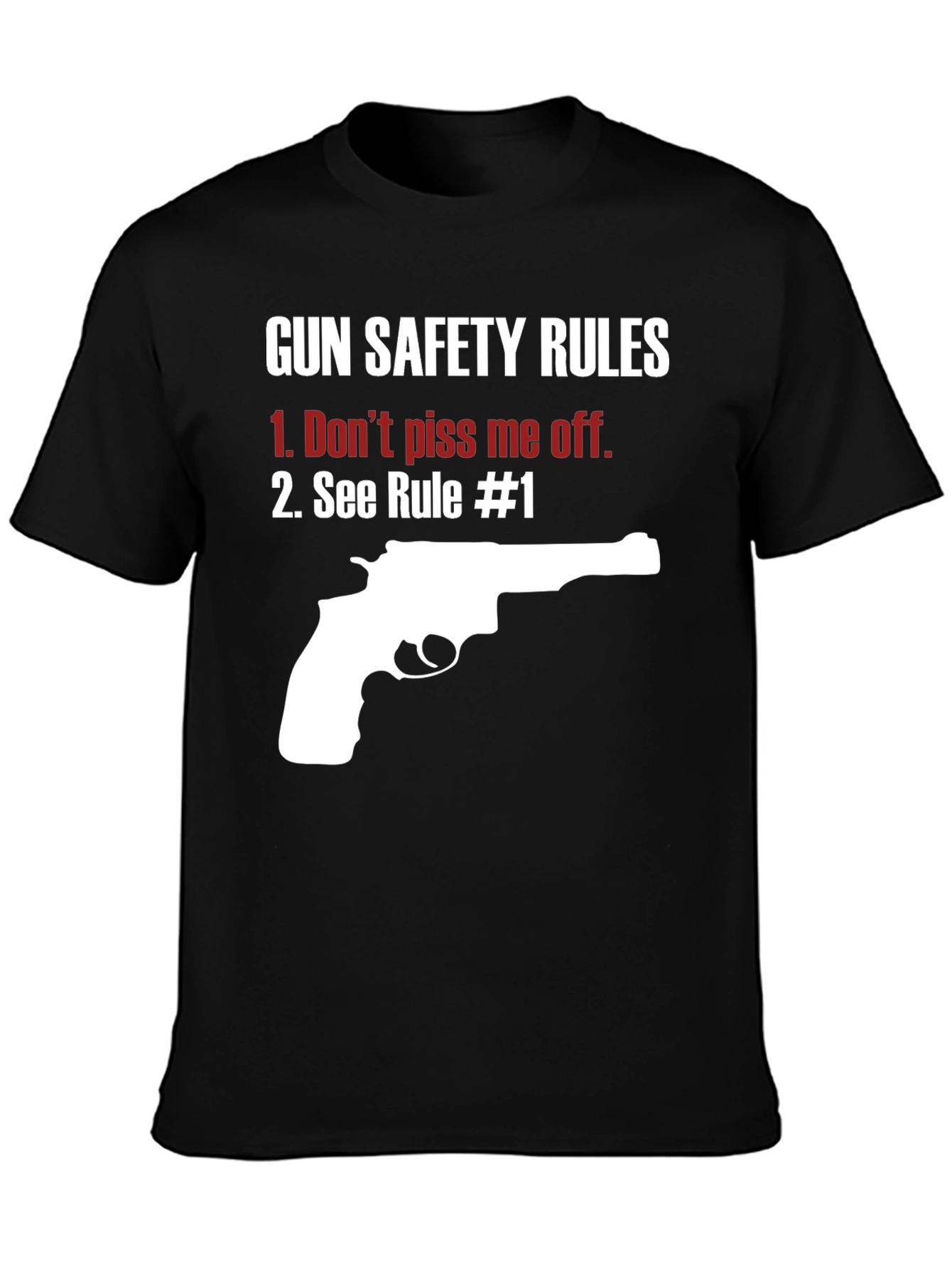 Black Gun Safety Rules Graphic T-Shirt view 3