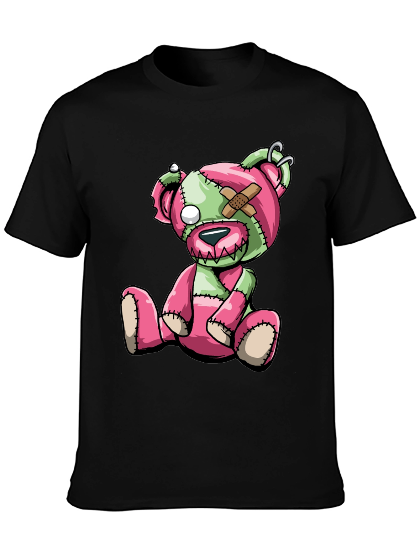 Black Creepy Cute Zombie Teddy Bear Graphic Tee view 3
