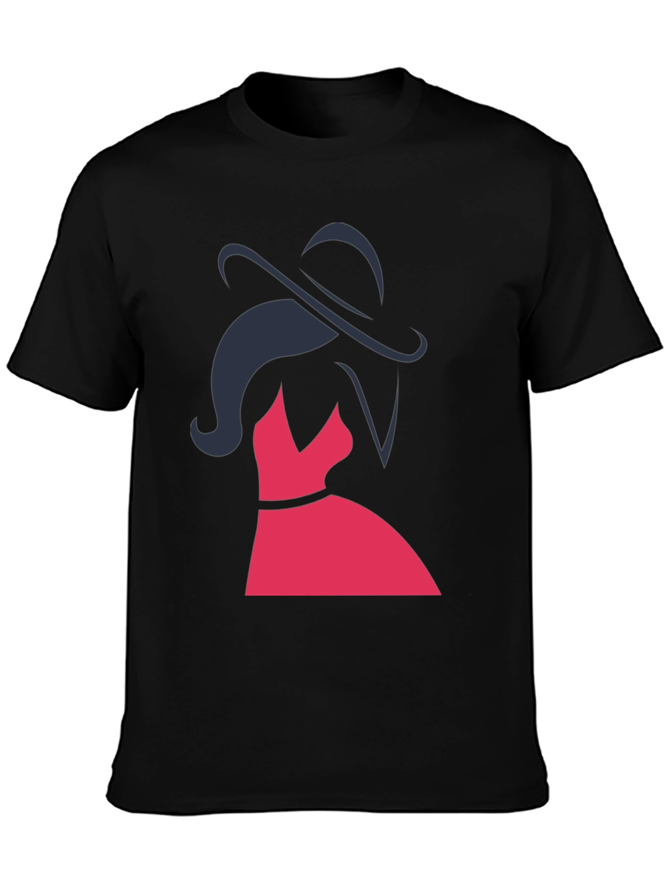 Black Elegant Woman Graphic Tee - Stylish Fashion Top view 3