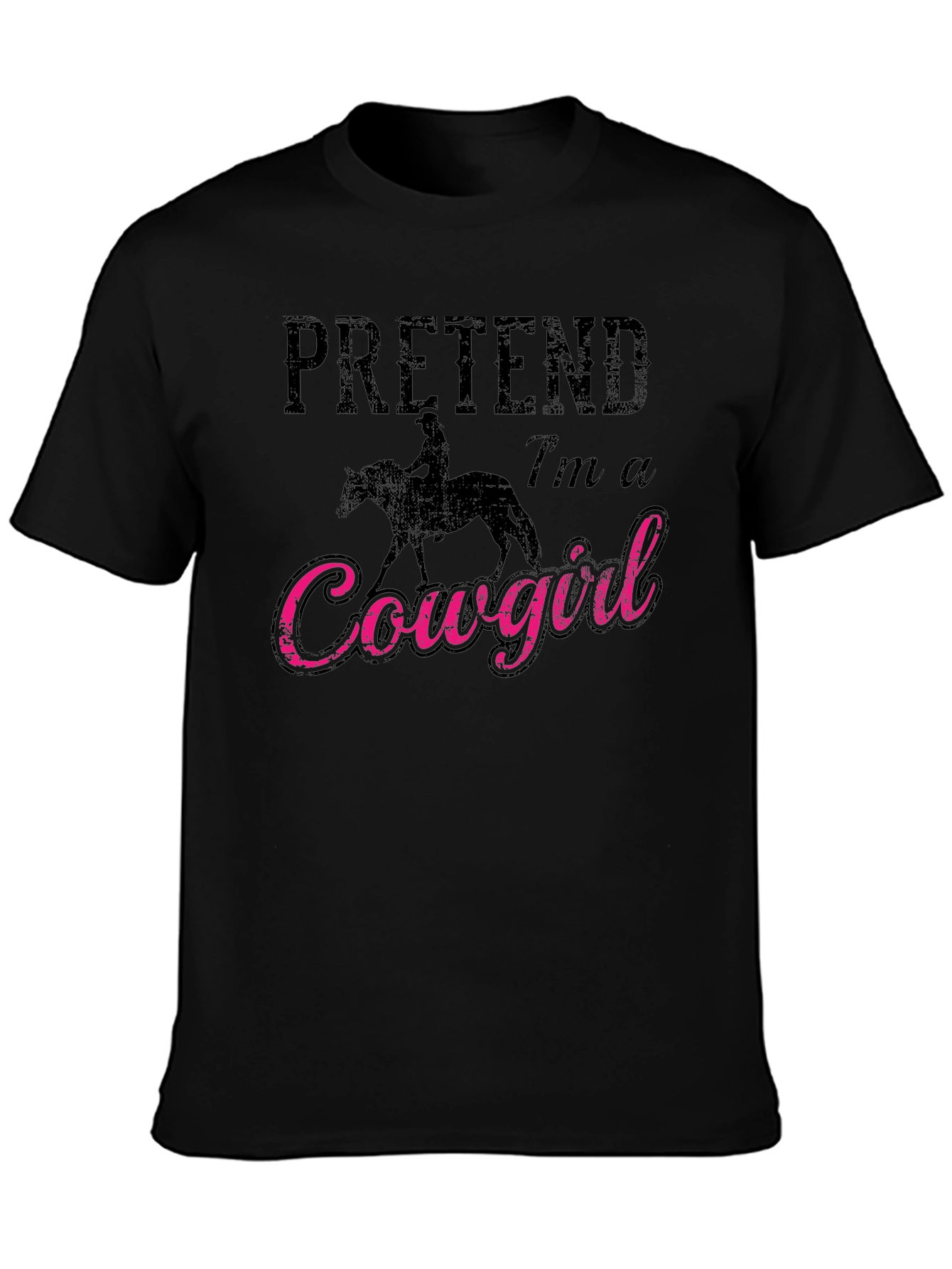 Black Pretend I'm a Cowgirl Graphic T-Shirt view 3