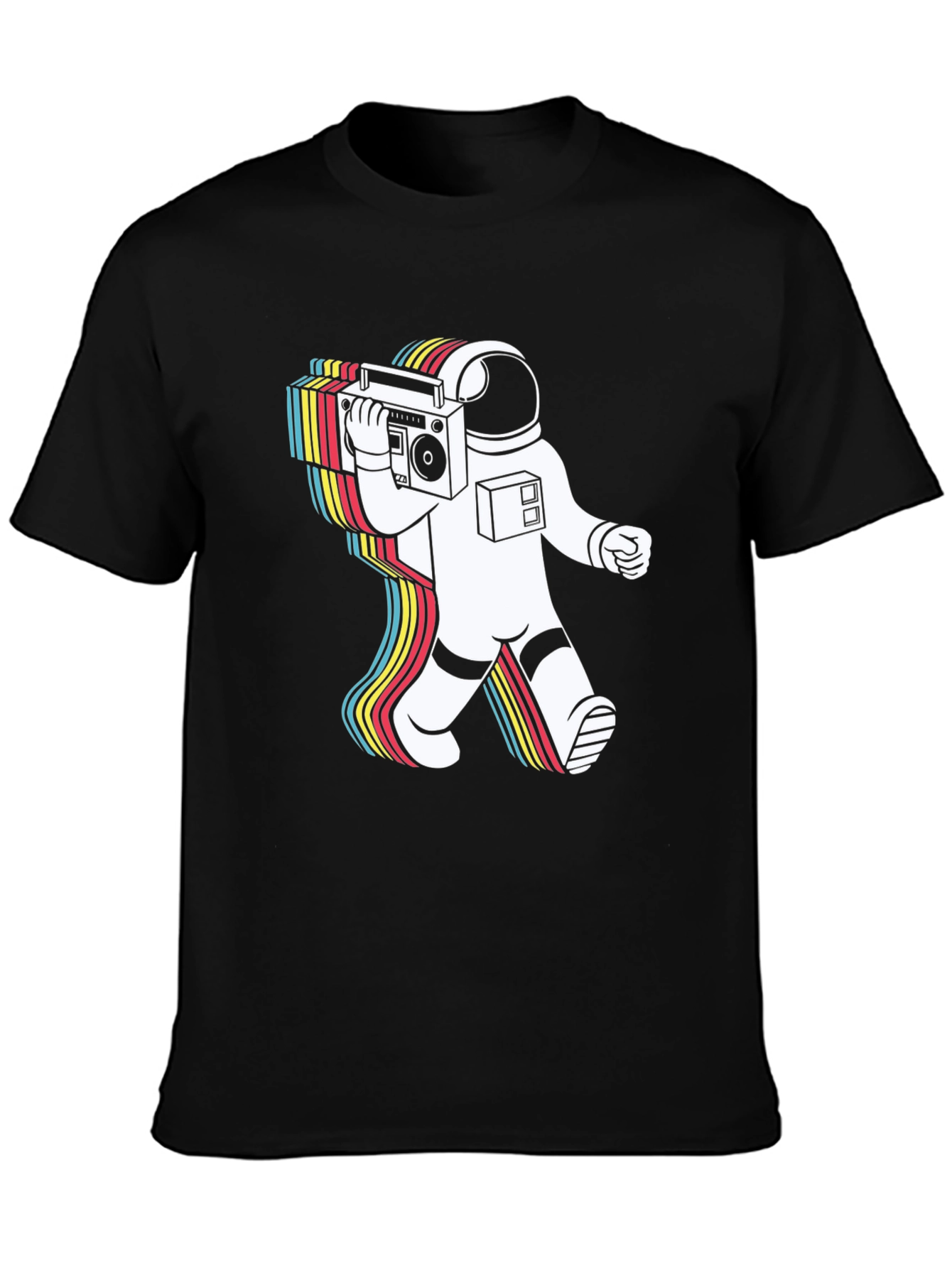 Black Retro Astronaut Boombox Graphic Tee - Black view 3