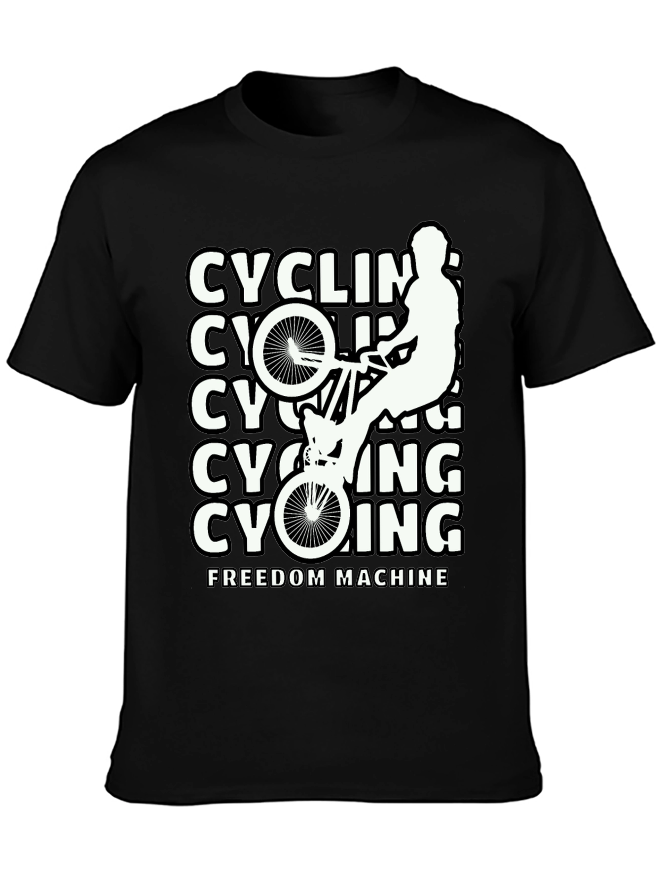 Black Cycling Freedom Machine Black T-Shirt view 3