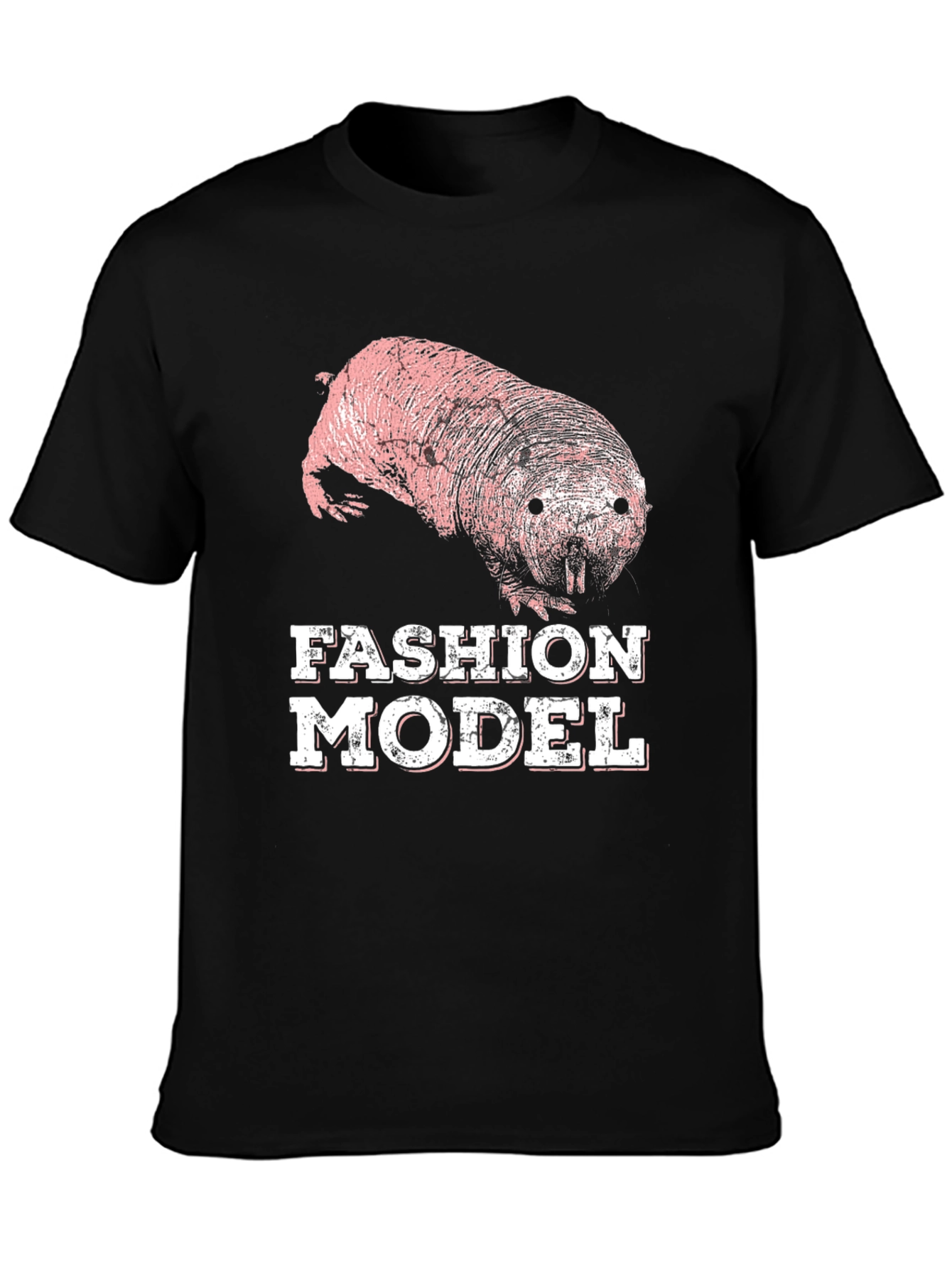 Black Naked Mole Rat Fashion Model T-Shirt view 3