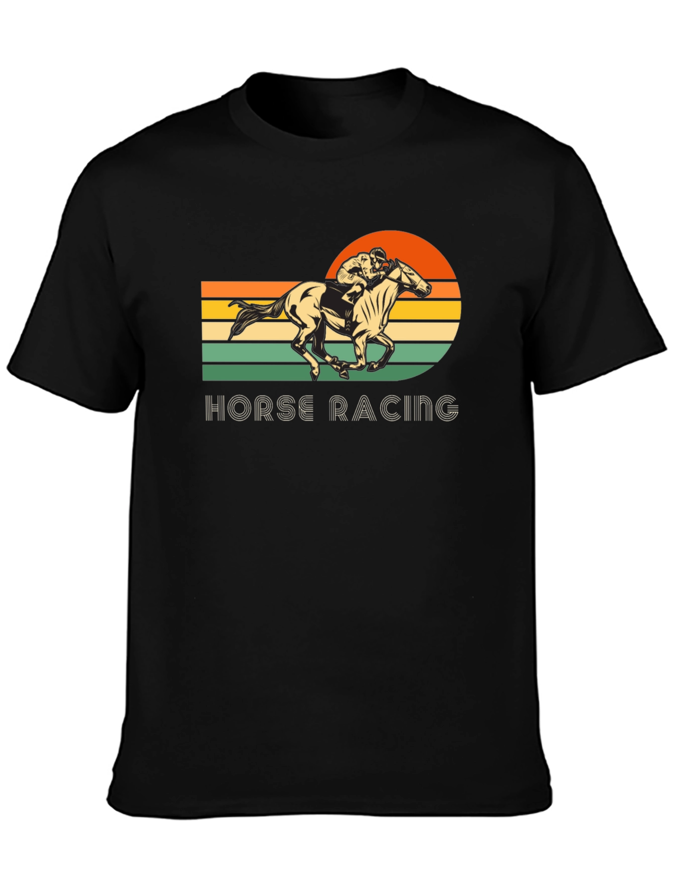 Black Vintage Horse Racing Graphic T-Shirt view 3